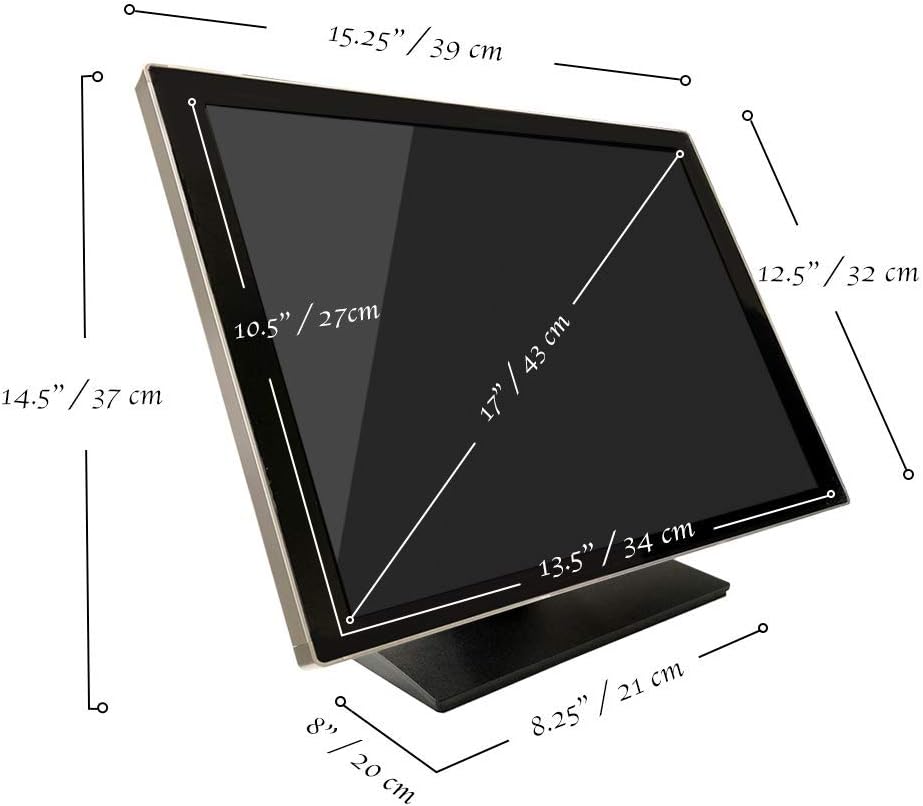 17 Inch Pro Capacitive LED Backlit Multi-Touch HDMI Monitor, 4:3 Display 1280 x 1024, True Flat Seamless Design Touchscreen, Great for Office, POS, Retail, Restaurant, Bar, Gym, Warehouse