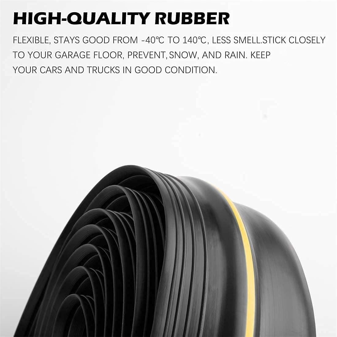 Universal Garage Door Bottom Threshold Seal Strip,Weatherproof Rubber DIY Weather Stripping Replacement, Not Include Sealant/Adhesive (20Ft, Black) Pack of 2