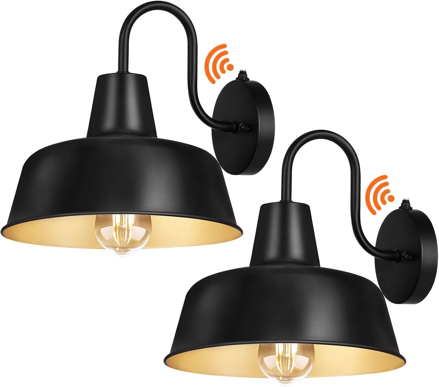 CINOTON Dusk to Dawn Outdoor Wall Sconces, Black Outdoor Farmhouse Barn Lights Vintage Outdoor Wall Lantern Wall Mount, Exterior Wall Lighting Fixture for Porch, Entryways, Garage 2-Pack