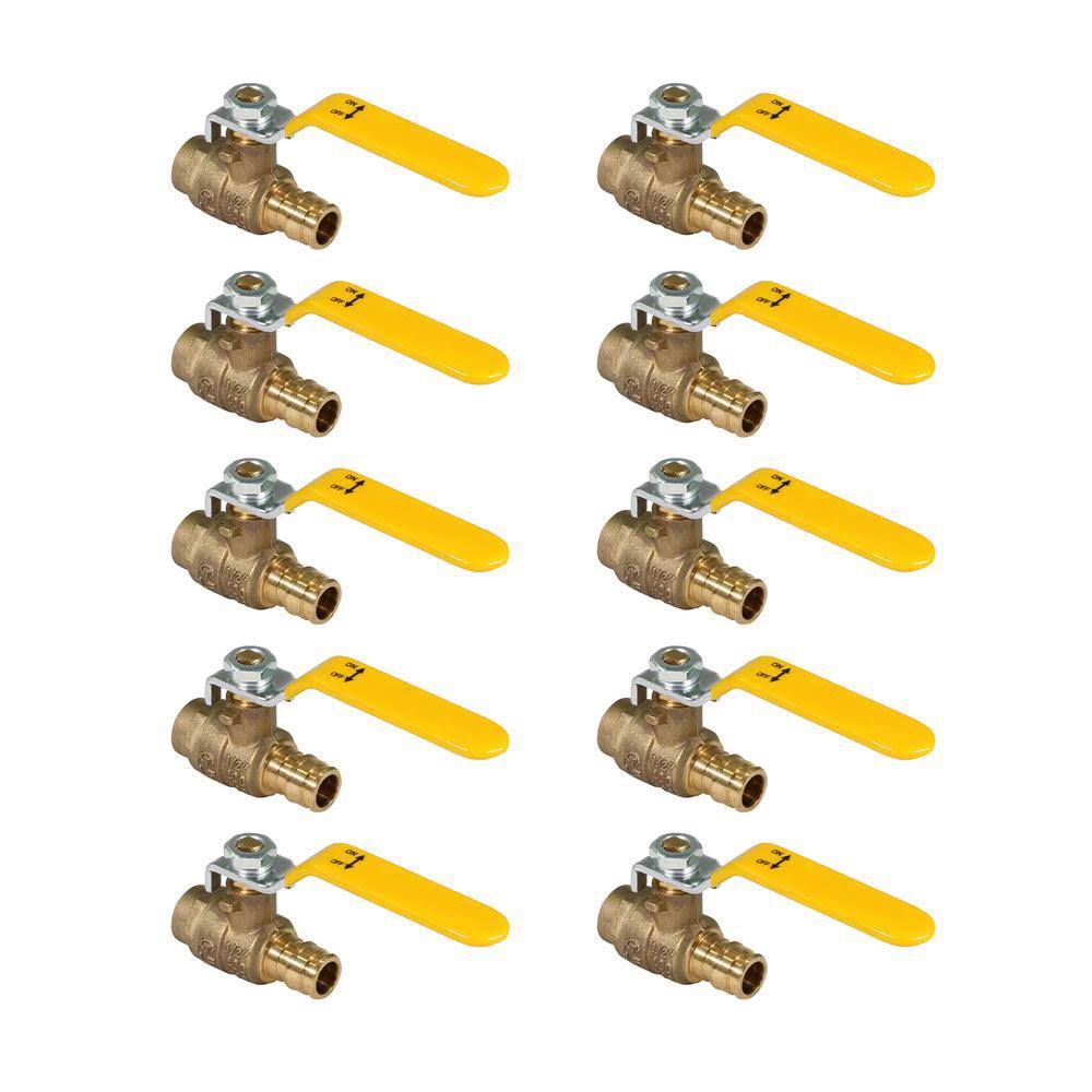 The Plumber's Choice 1/2 in. SWT x 1/2 in. Heavy Duty Brass Full Port PEX Ball Valve with PEX Connections (10 Pack)