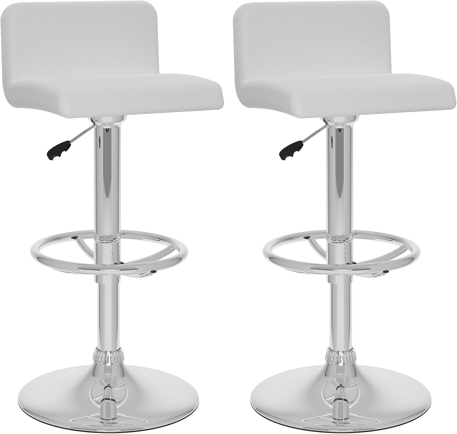 CorLiving Low Back Adjustable Bar Stool, Black Leatherette, Set of 2