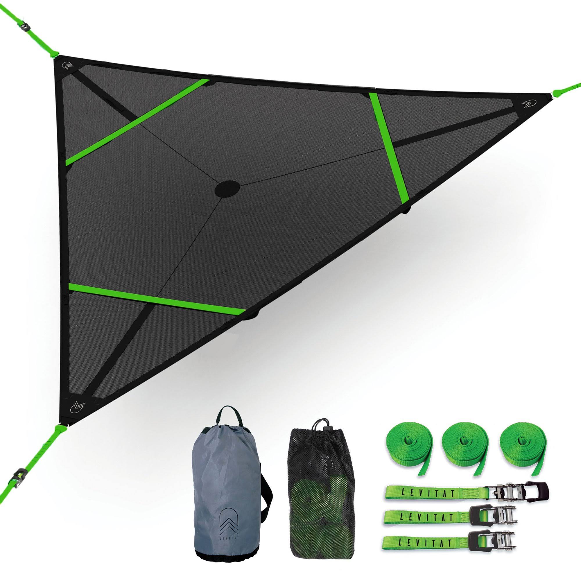Levitat Aerial Mat (Black with Neon Green Straps)