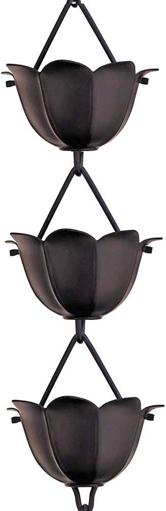 Aluminum Lotus Black Powder Coated Rain Chain 8.5ft. Length - Monarch Rain Chains 18022