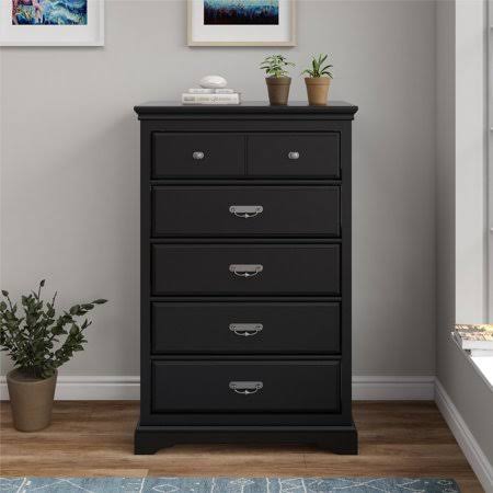 Ameriwood Home Bristol 5 Drawer Dresser, Black | 7359872COM