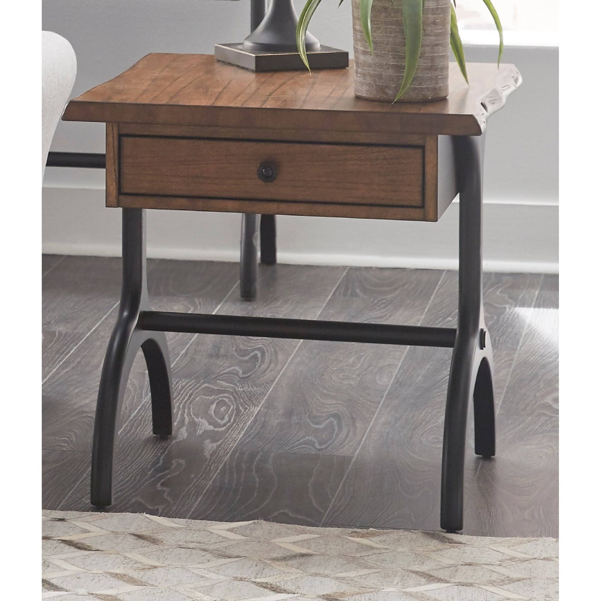 Heartwood Crossing Wood Live-Edge End Table - Brown/Black