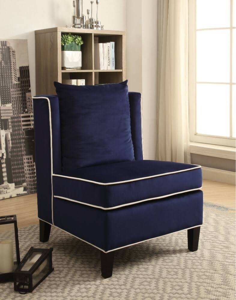 Modish Accent Chair Dark Blue Velvet