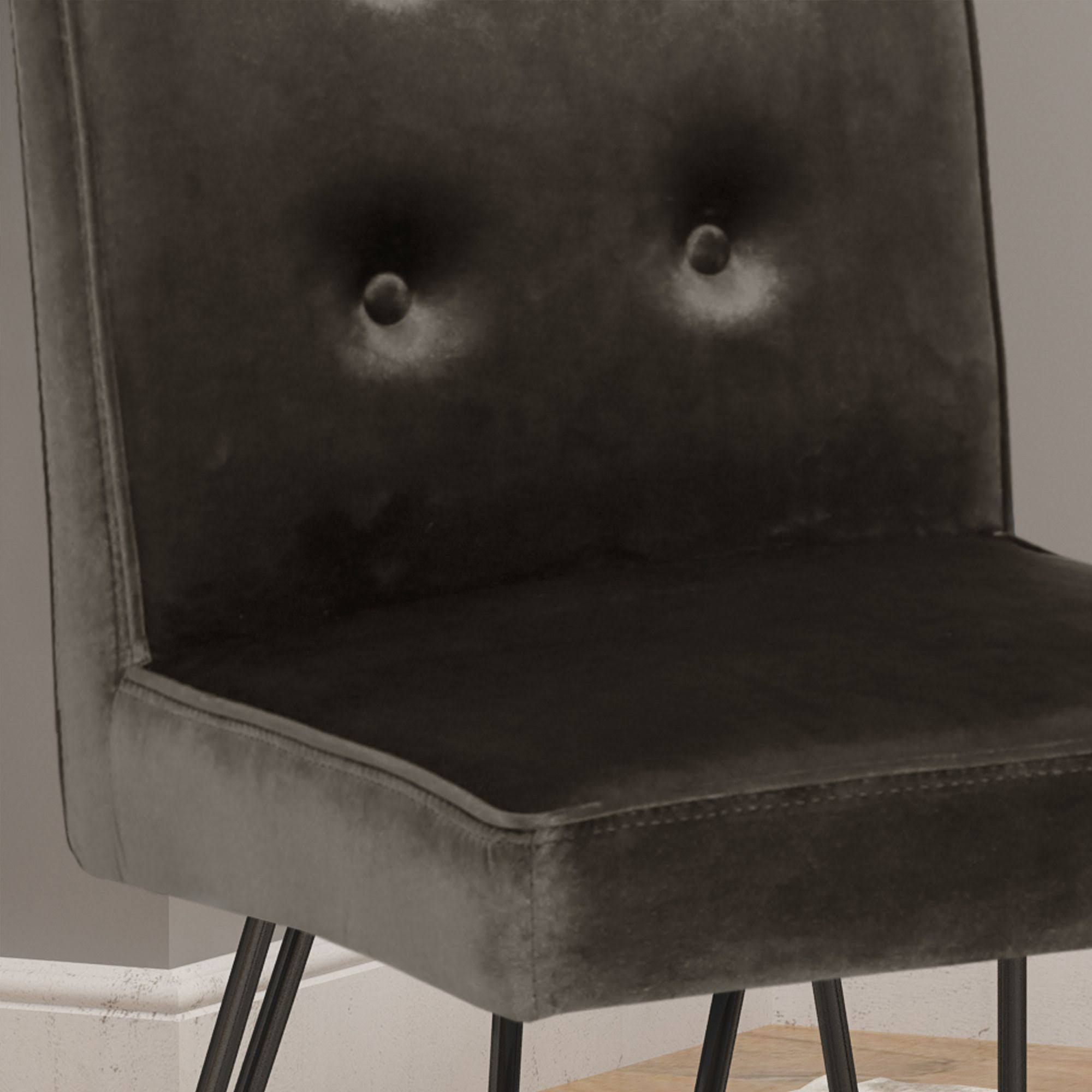 Set of 2 Gray and Black Contemporary Tufted Dining Chairs 35x22