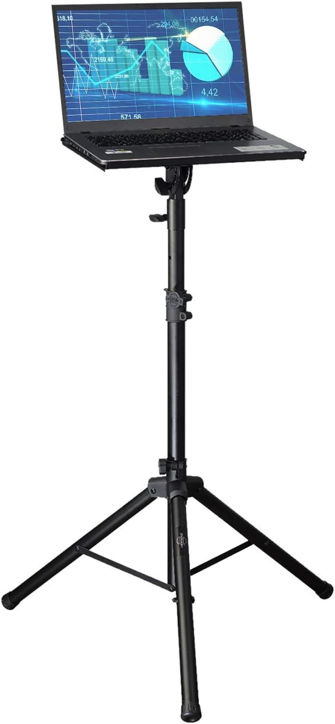 Professional Adjustable 32.3” – 52” Laptop DJ Mixer Tripod Stand | Lightweight & Portable 15.3” x 12.2” Tilted Tri-Pod Tray for Processors, Audio Controllers & Tablets | Raised Edges for Protection Pack of 2