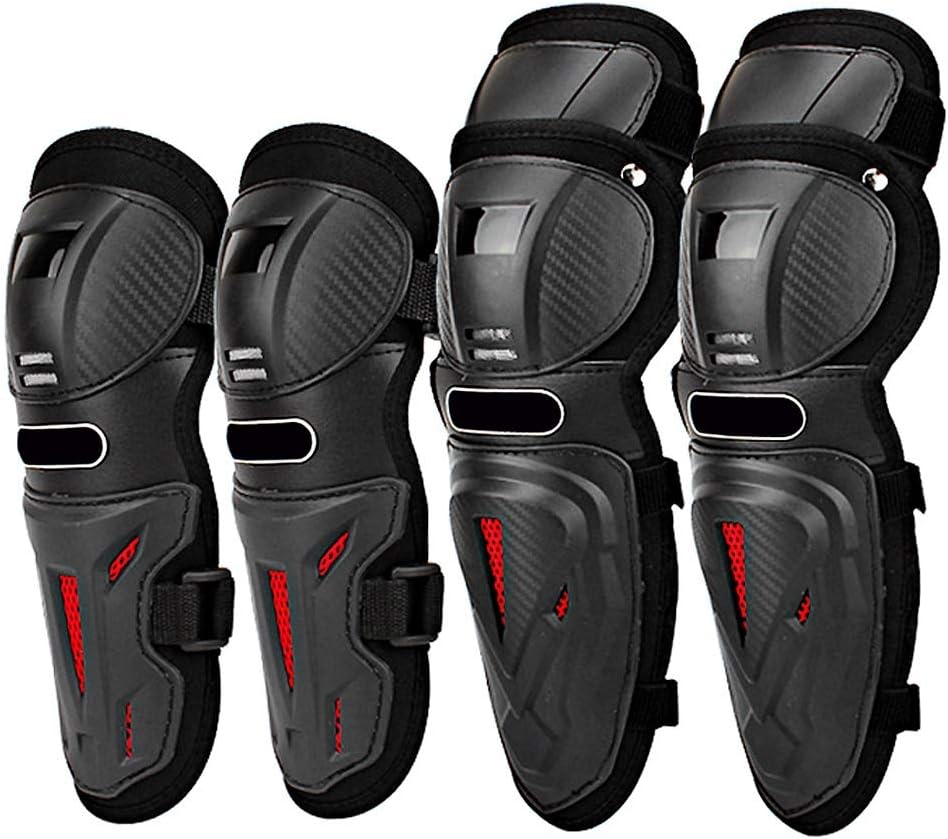 Acouto Knee and Elbow Pads 4pcs Motorcycle Motocross Cycling Elbow Knee Pads Anti-fall Protective Sports Protective Gear Safety Knee and Elbow Pads for Scooter Dirt Bike Riding