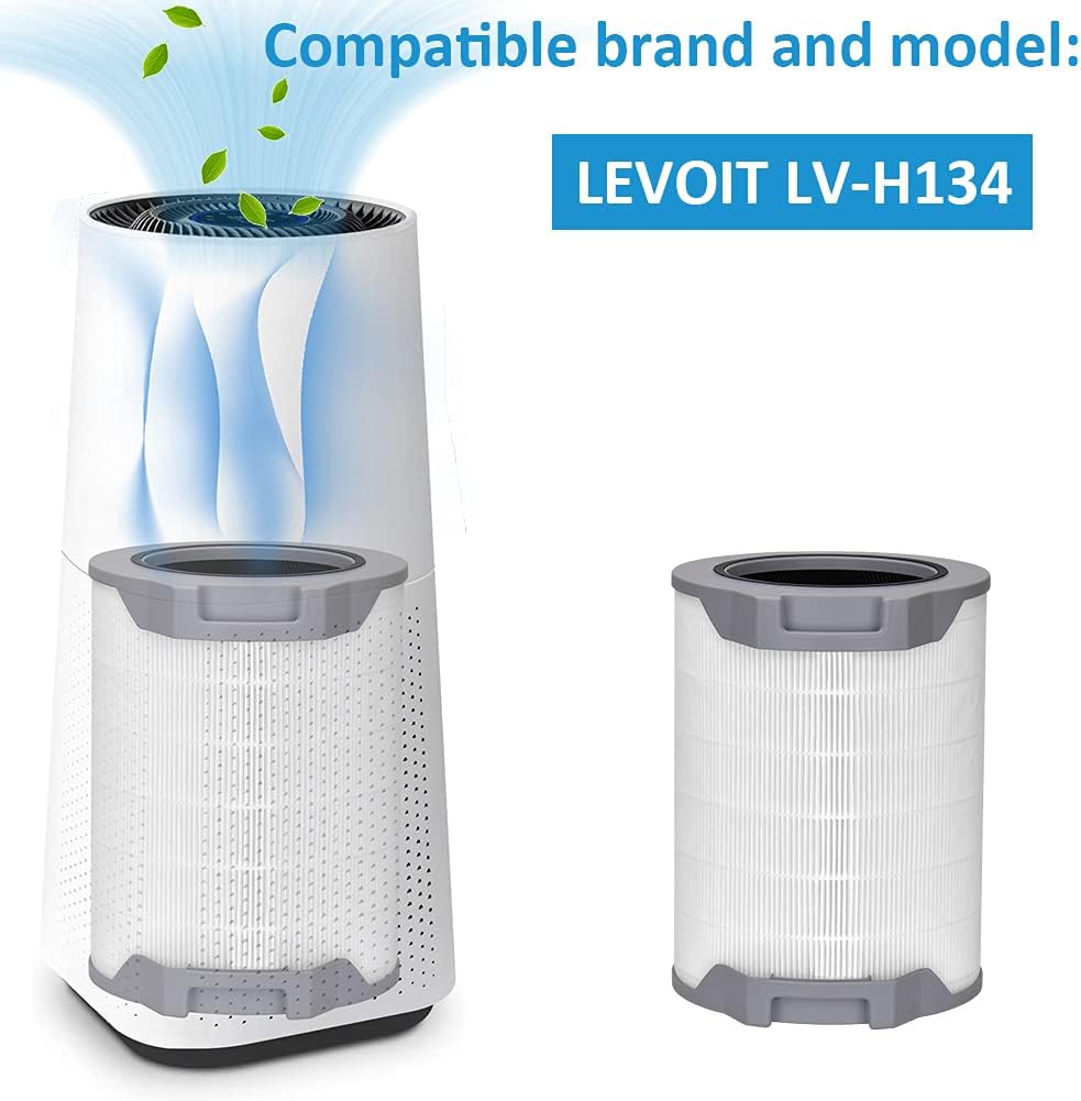 H134 Air Purifier Filter for Levoit Air Purifier Replacement Filter, True HEPA Filter Activated Carbon Filter ,Compatible with LEVOIT H134-RF,H13 Grade 3-in-1 True HEPA Filters LV-H134-RF, 1 Pack Pack of 2