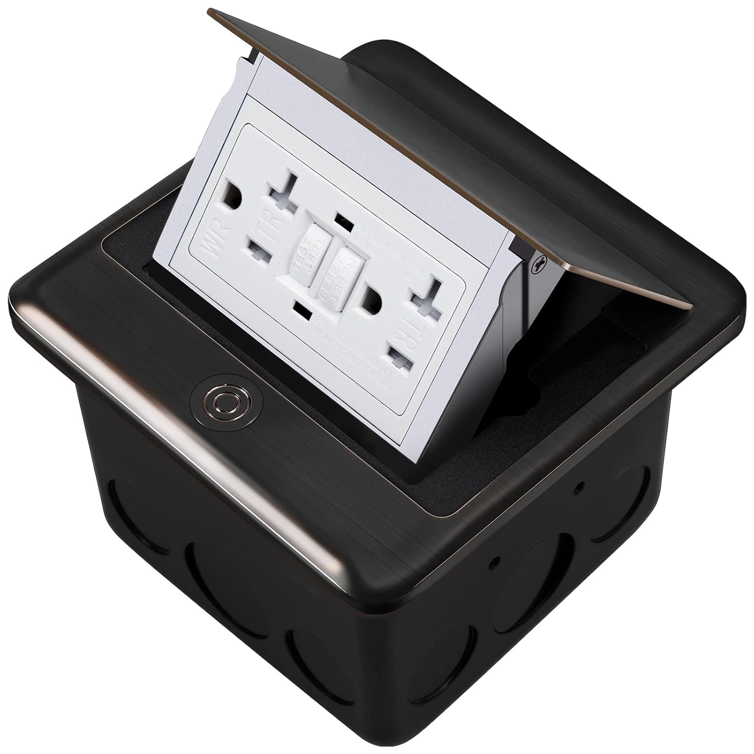 Vagueior Pop-Up Floor Box Kit, 20A Tamper-Weather Resistant Receptacle GFCI Outlet, Corrosive Resistant Hardware, Stainless Steel Color Pack of 2