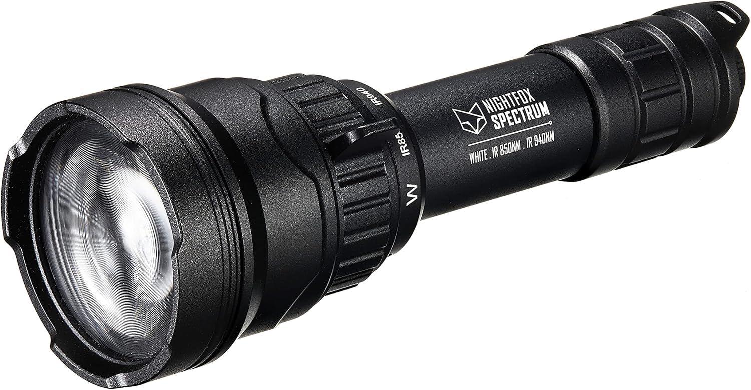 Nightfox Spectrum Triple LED Infrared Flashlight | IR Illuminator for Night Vision Devices | Three LEDs in One Flashlight | 5W 840nm and 940nm Covert Wavelengths | 13W OSRAM White Visible Light LED Pack of 2