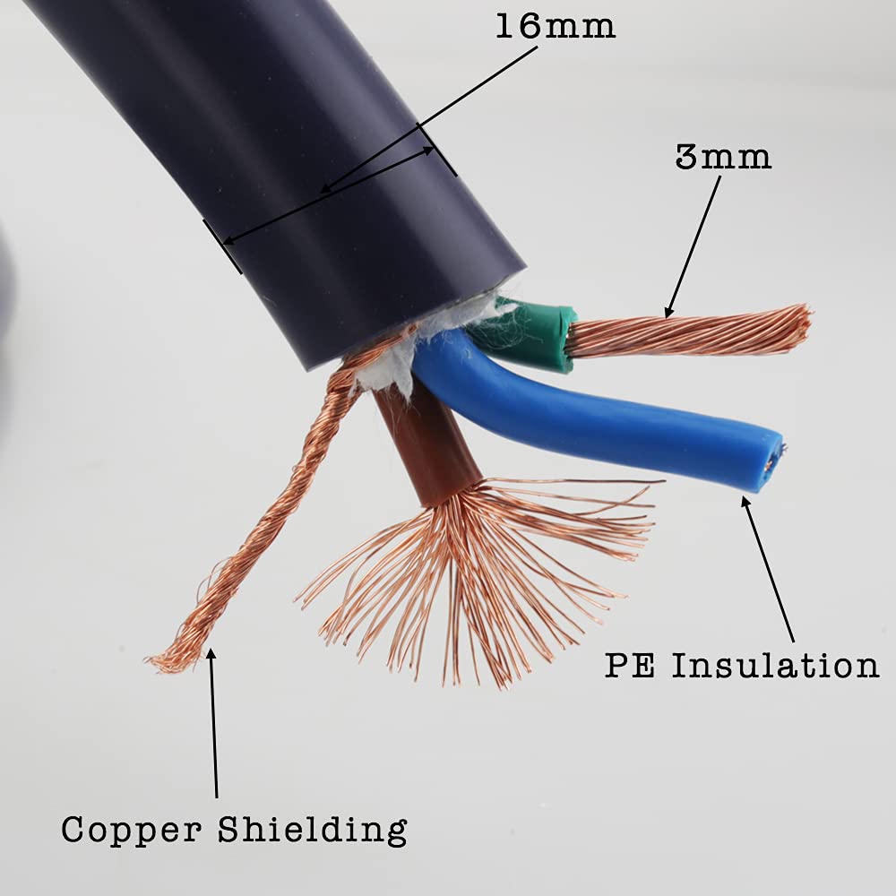 Tertullus 12AWG HiFi Powe Cord 125V 15A 3-Prong Audiophile Power Cable Highend Audiophile AC Power Cable with US Connector Plug(1.5M / 4.92FT) Pack of 2