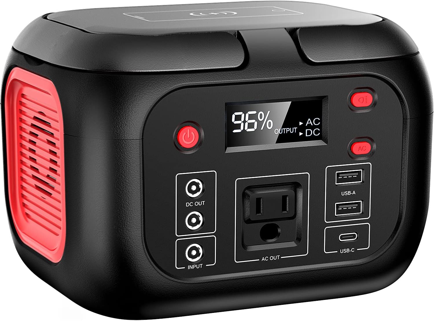 Portable Power Bank with AC Outlet 110V/200W, 42000mAh Power Station with Fast Wireless Charger, Support Pass Through Charging, 7 Outputs Backup Lithium Battery for Home Camping Emergency