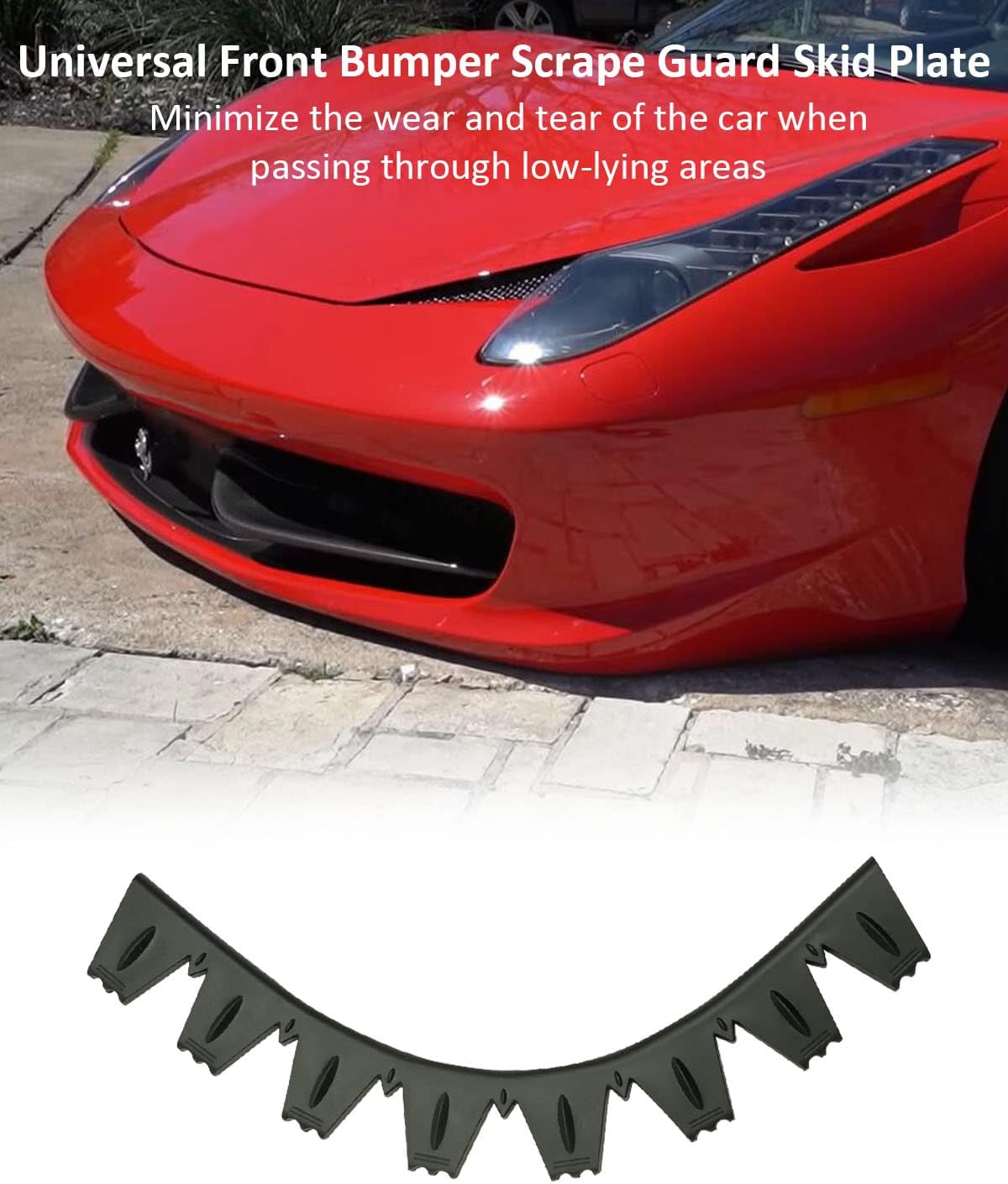 8Pieces Universal Front Bumper Scrape Guard Skid Plate for Lowered Cars Carbon Fiber Splitters and Aftermarket Bumper Lips Anti Scratch Bumper Protector Kit Black