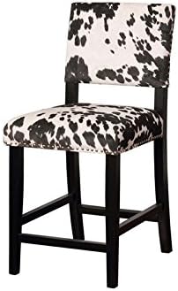 Riverbay Furniture Cow Print Counter Stool in Black