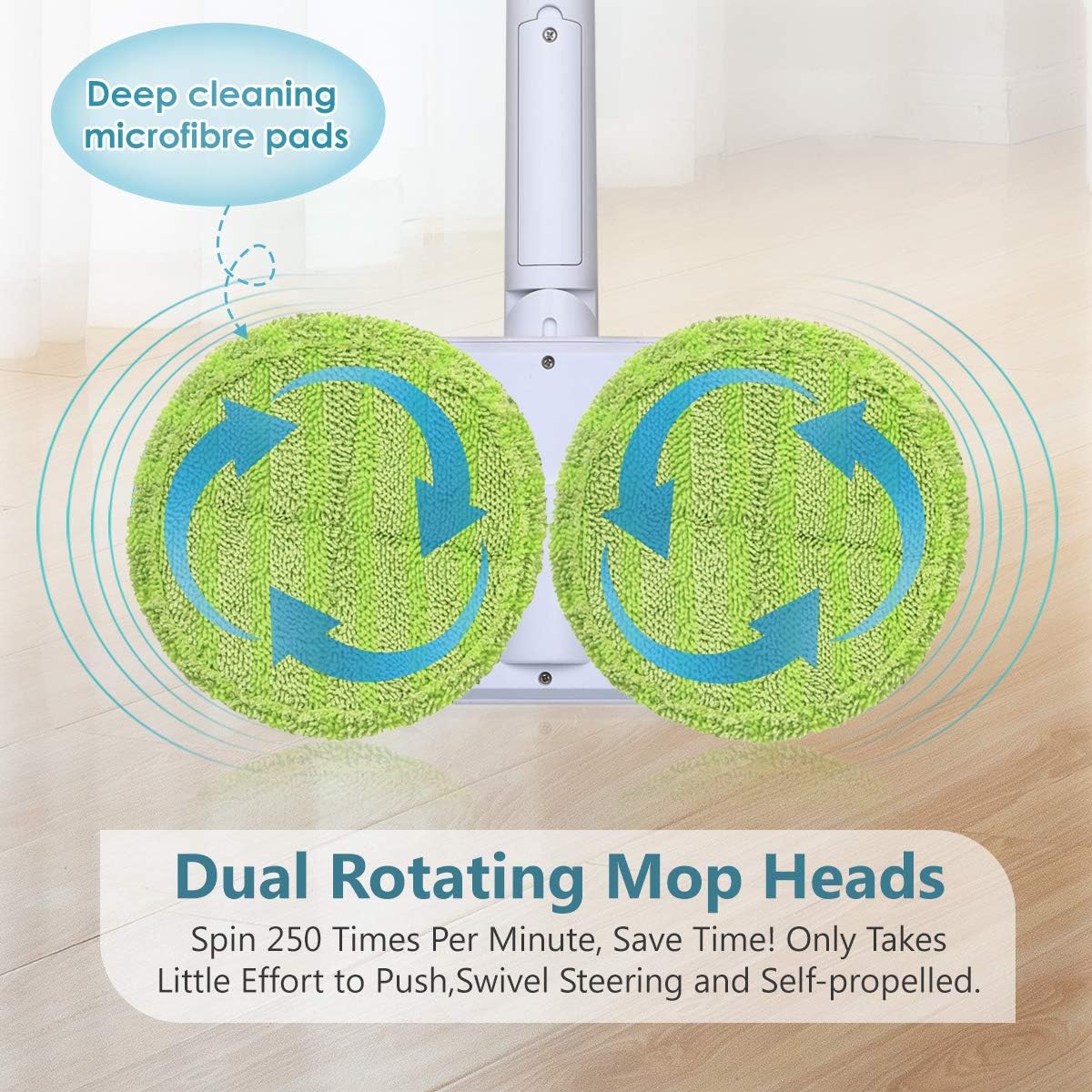 Electric Mops for Floor Cleaning Wood Floor Cleaner with 4 Reusable Microfiber Pads Pack of 2