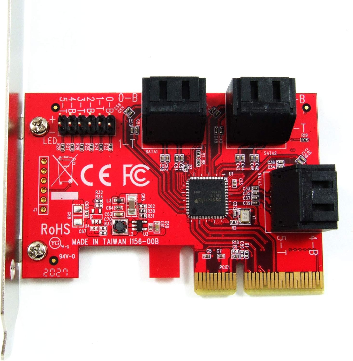 Ableconn PEX-SA156 6-Port SATA 6G PCI Express x4 Host Adapter Card - AHCI 6Gbps SATA III Port-Multiplier PCIe 3.0 4-Lane Low Profile Controller Card (ASMedia ASM1166) Pack of 2