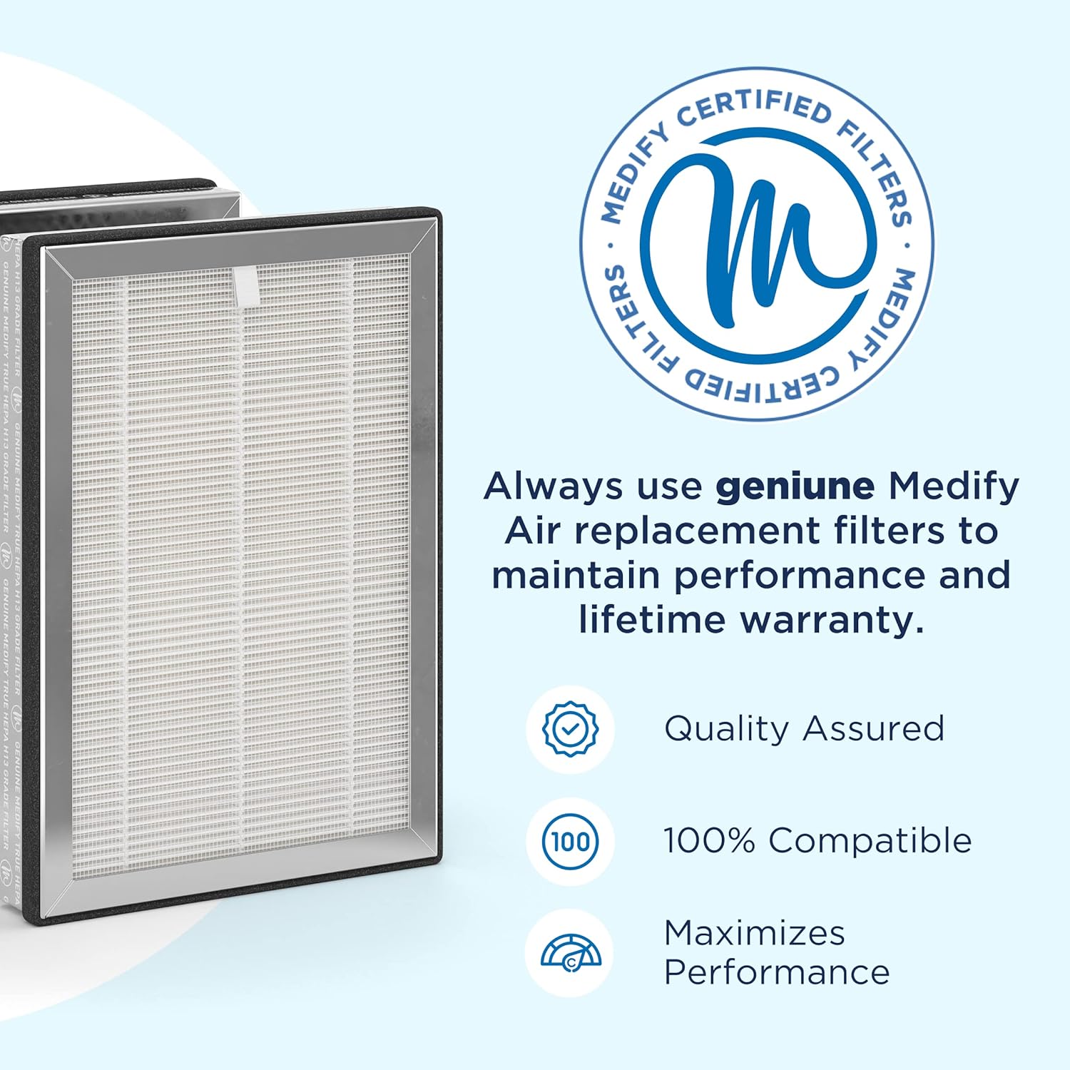Medify MA-25 Genuine Replacement Filter | for Allergens, Smoke, Smokers, Dust, Odors, Pollen, Pet Dander | 3 in 1 with Pre-filter, H13 HEPA, and Activated Carbon for 99.9% Removal | 2-Pack