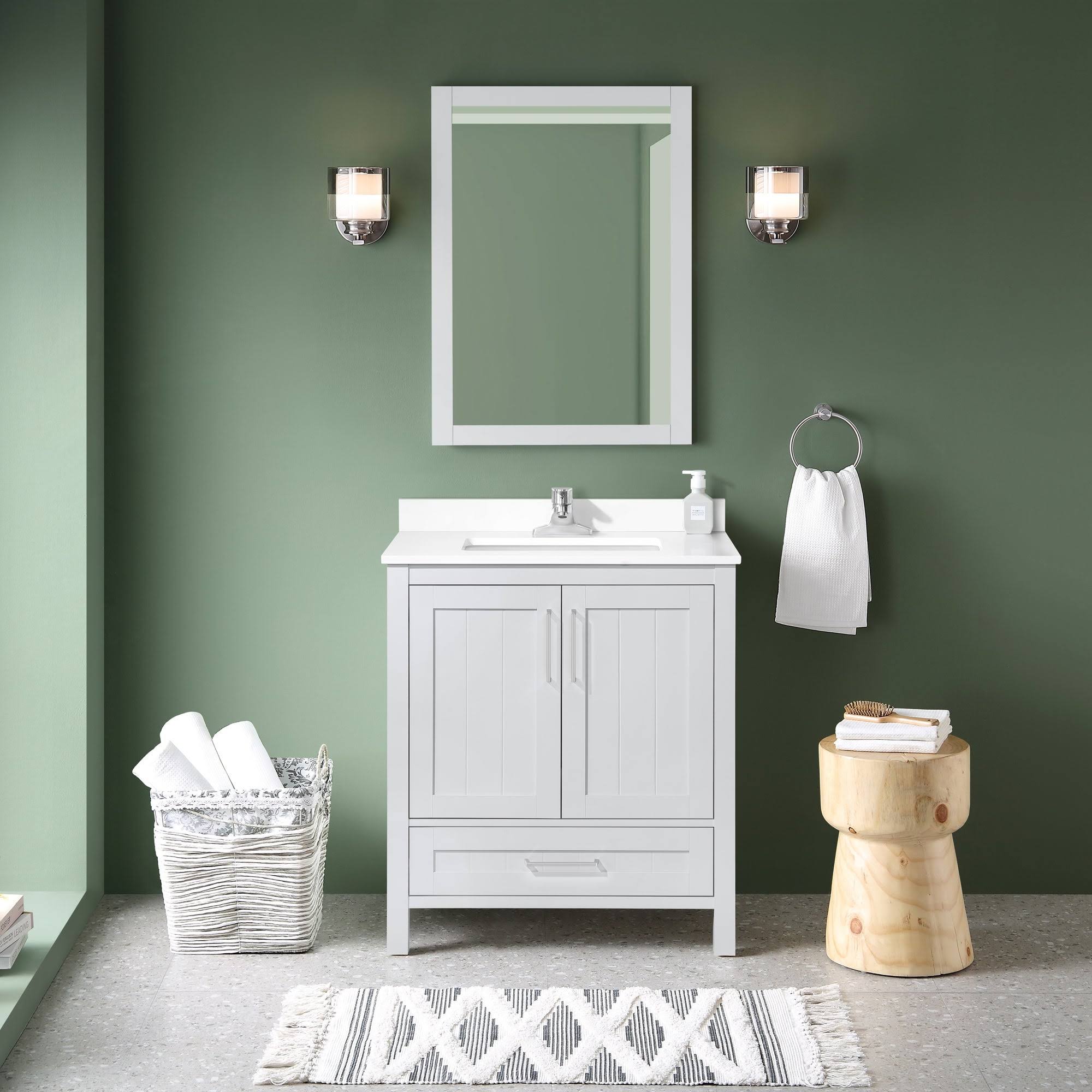 Ove Decors 15VVA-KANS30-140FE Kansas 30 inch Bathroom Vanity Combo with Top and BACKSLPLASH in Dove Grey