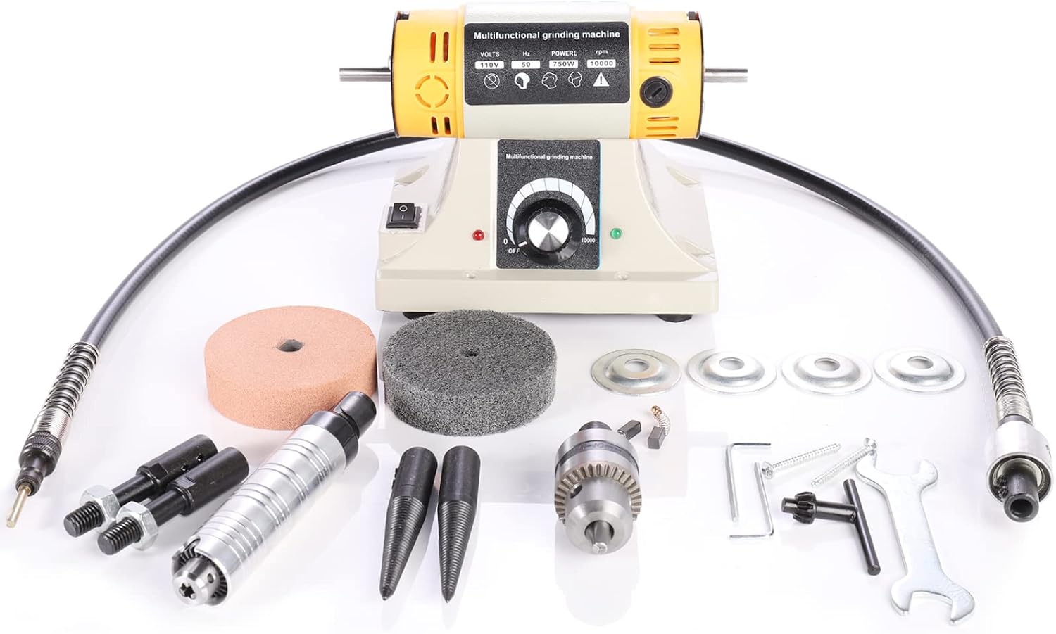 High Speed Benchtop Buffer Polisher Jewelry Rock polishing Buffer Machine Bench Lathe Polisher table grinder 110V Hobby Jade carving Tumbler Kit