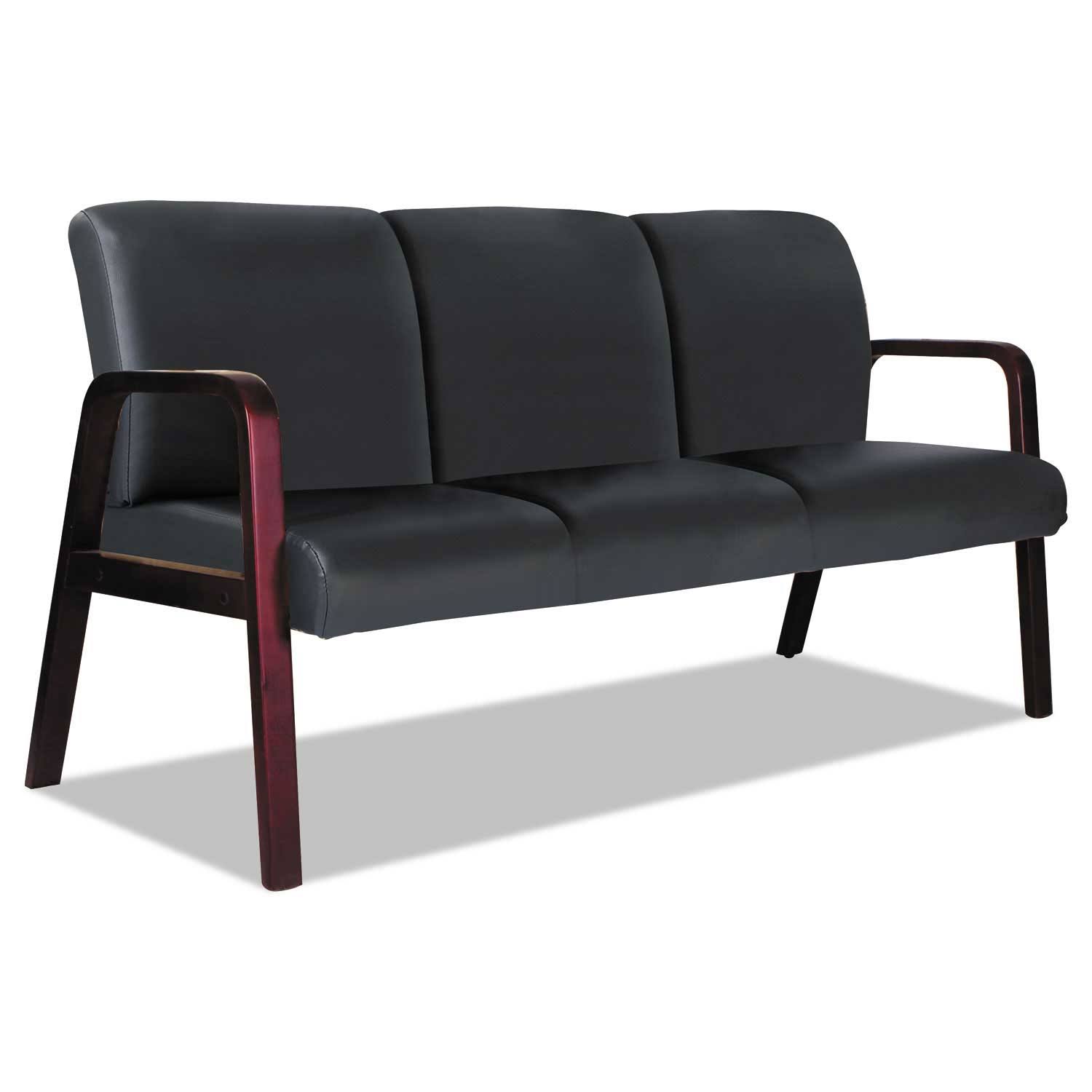 Alera Reception Lounge WL 3-Seat Sofa, Black/Mahogany