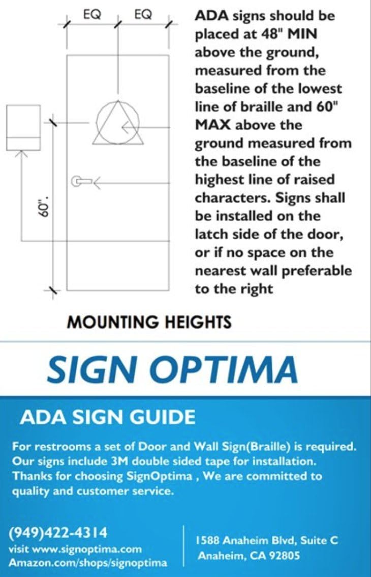 ADA Compliant All Gender Unisex Restroom Sign Set of Two, Door and Braille Wall Sign, Blue/White Pack of 2