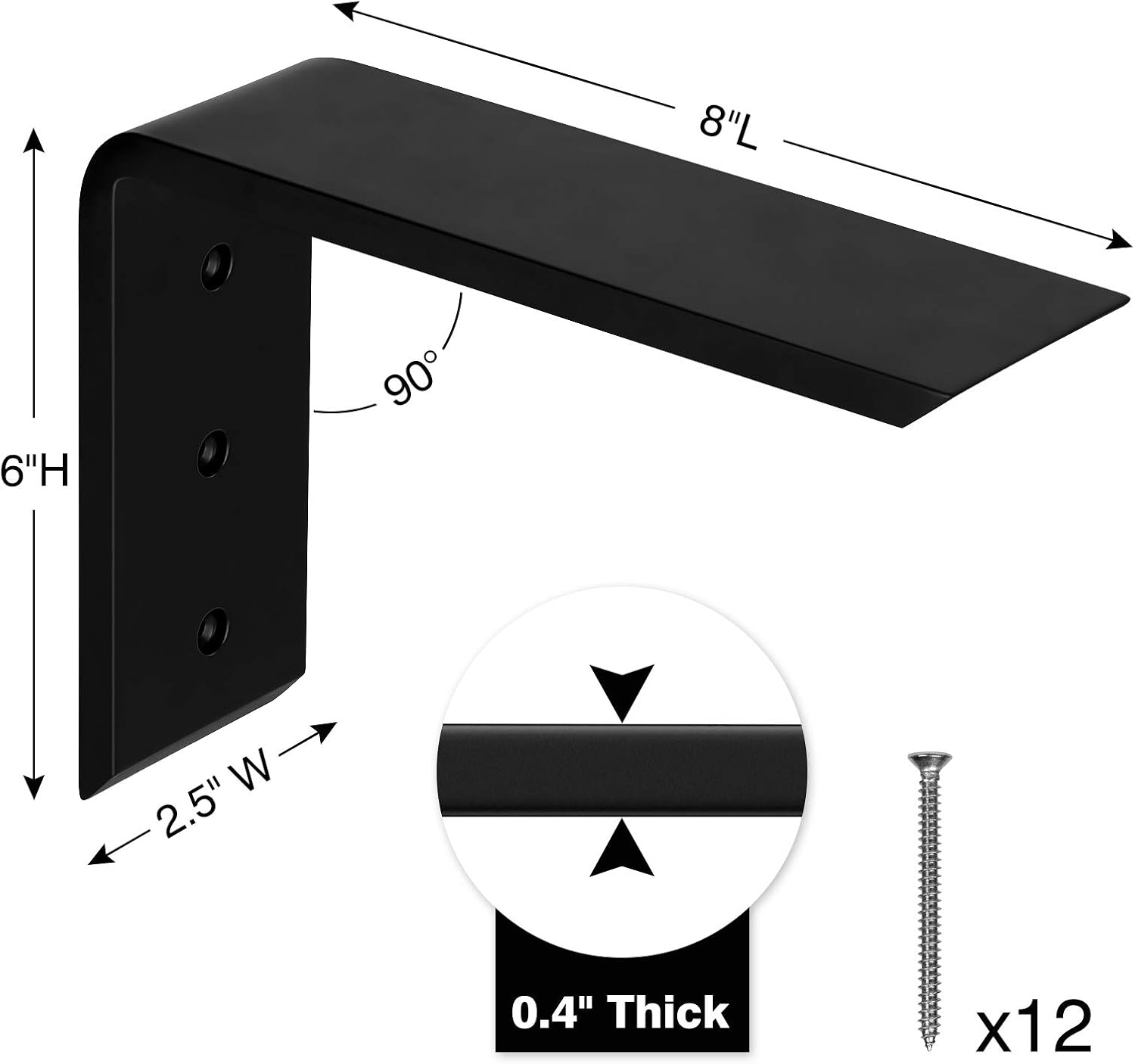 LuckIn Countertop Support Bracket 8 Inch, 6