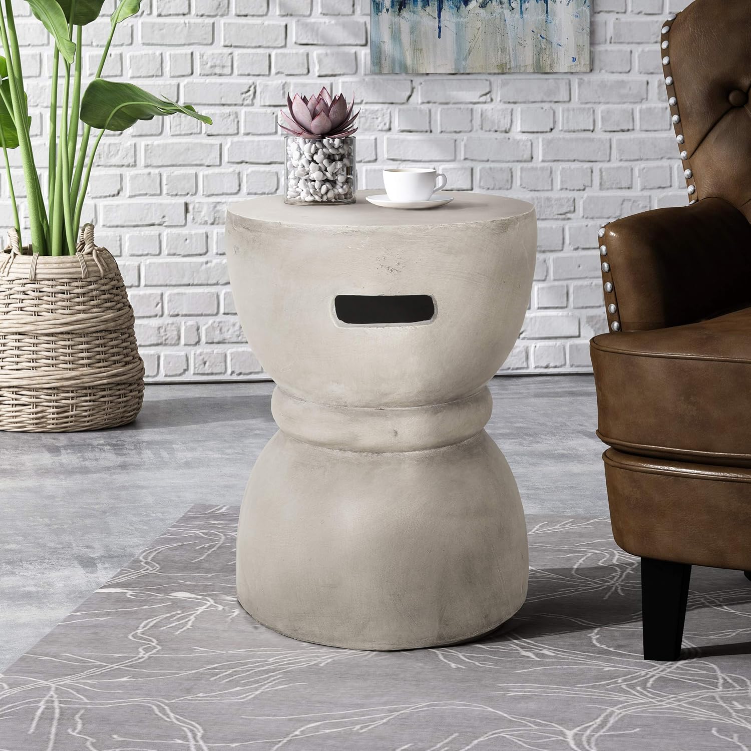 Christopher Knight Home Patrick Indoor Contemporary Lightweight Accent Side Table, Concrete Finish