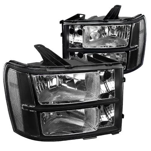 Spec-D Tuning Crystal Housing Headlights Black 07-13 GMC Sierra