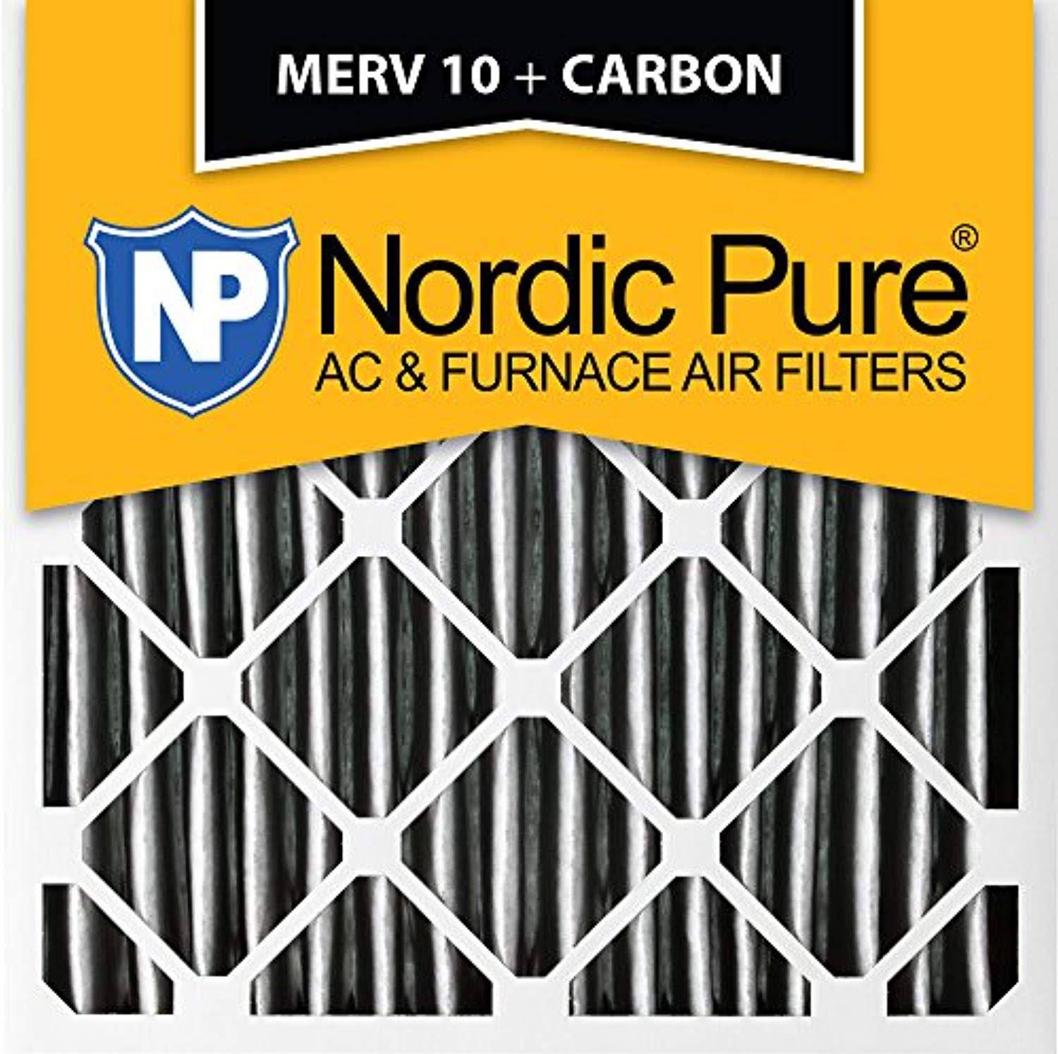 Nordic Pure 24x24x1 MERV 10 Pleated Plus Carbon AC Furnace Air Filters 3 Pack