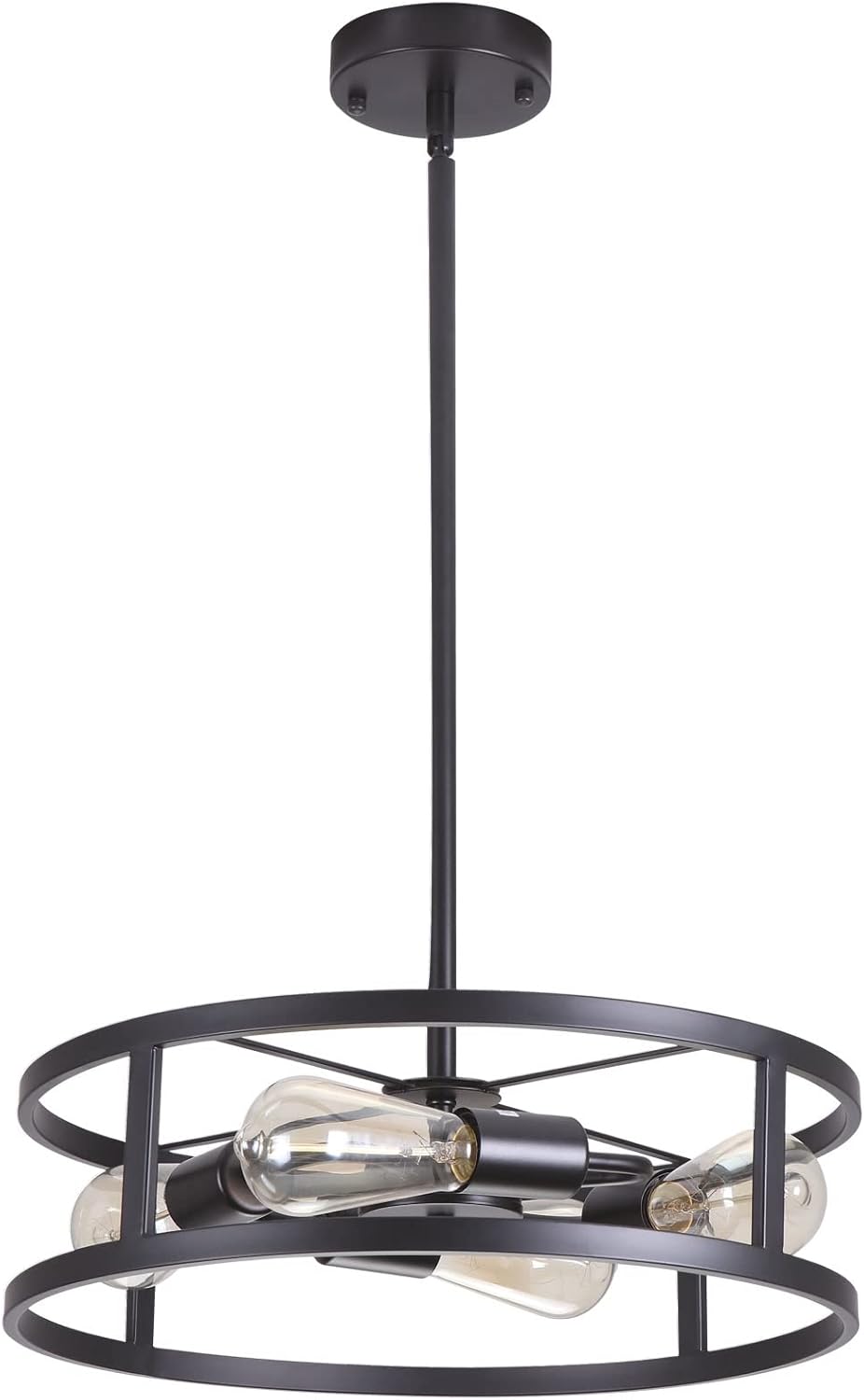 Farmhouse Semi Flush Mount Ceiling Light Fixture, 4 Light Black Industrial Metal Cage Ceiling Lighting, E26 Base Vintage Close to Ceiling Lamp for Kitchen, Hallway, Foyer, Bedroom, Dining Living Room