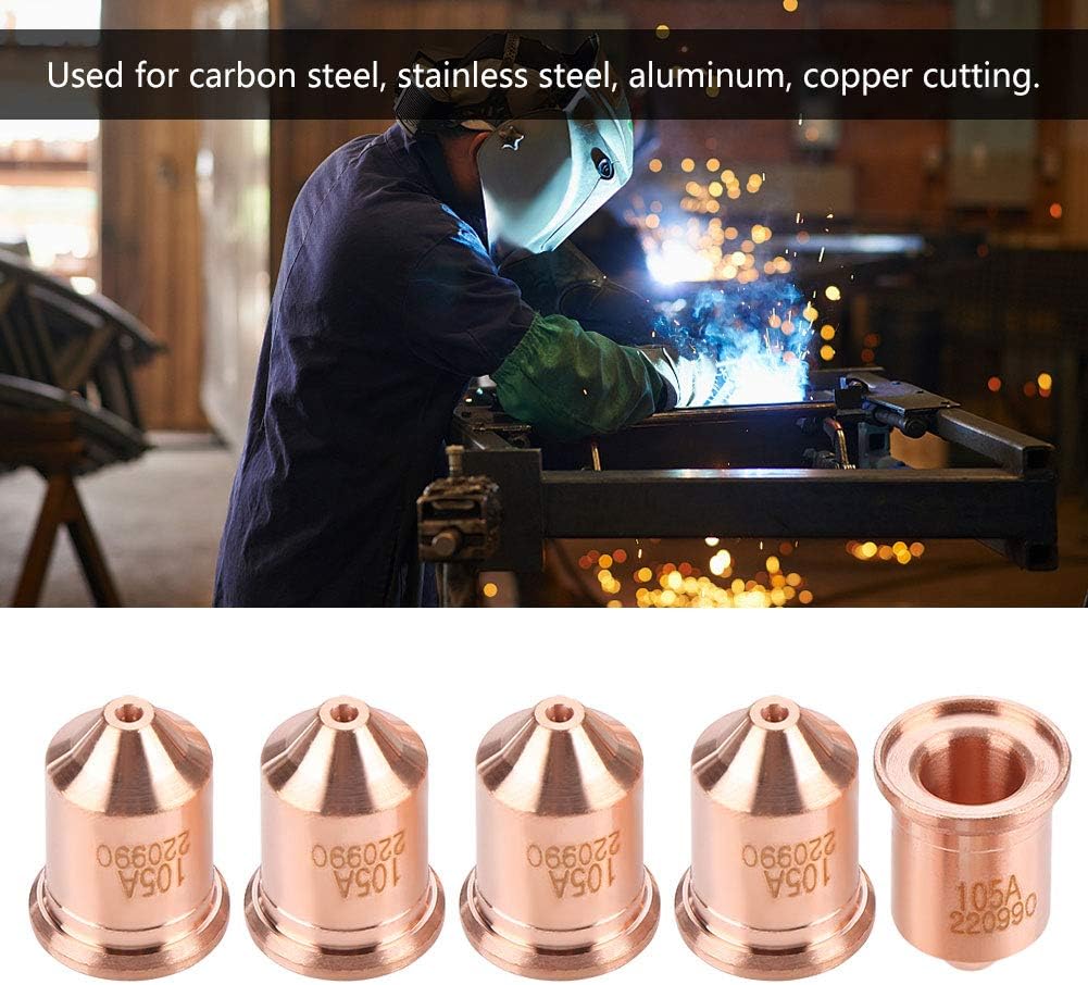 Plasma Cutting Nozzle, 5pcs Plasma Cutter Nozzles Torch Tips Consumables 220990 for MAX65 Cutting Machine, Cutting Carbon Steel, Aluminum, Copper