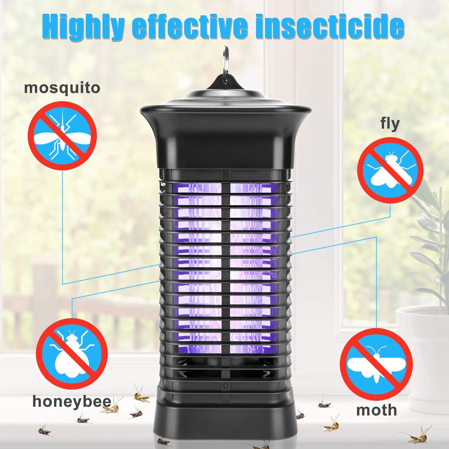 Bug Zapper, 4000V Electric Mosquito Killer for Indoor and Outdoor, Waterproof Insect Fly Pest Trap with 15W Mosquito Bulb for Home/Office/Backyard/Patio