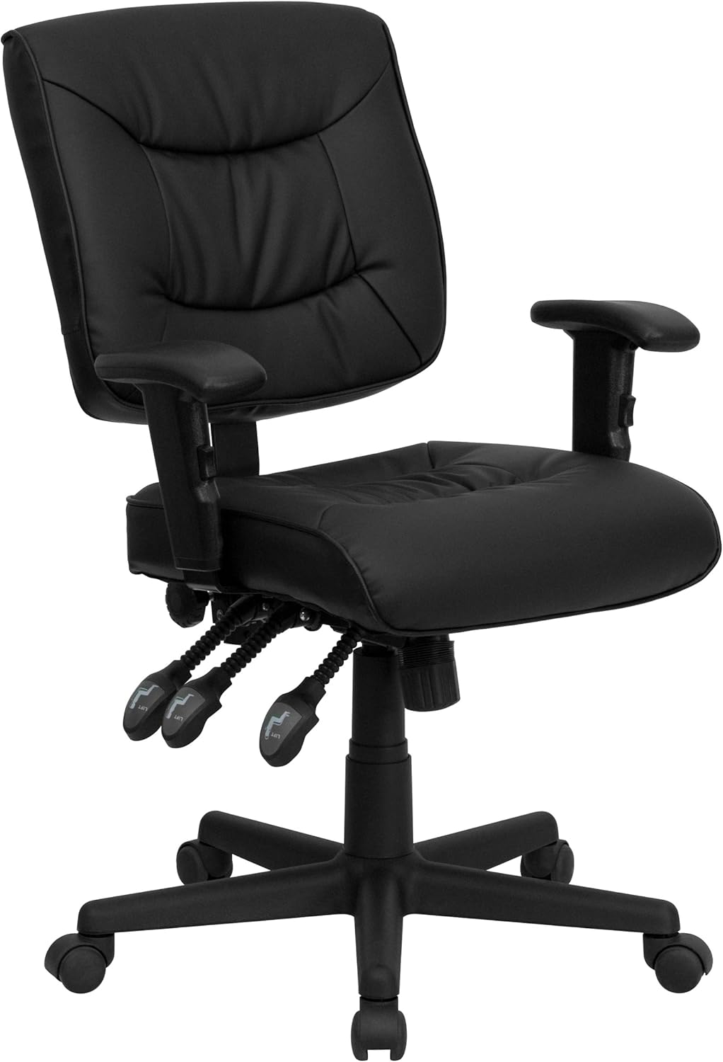 Flash Furniture Mid-Back Black LeatherSoft Multifunction Swivel Ergonomic Task Office Chair