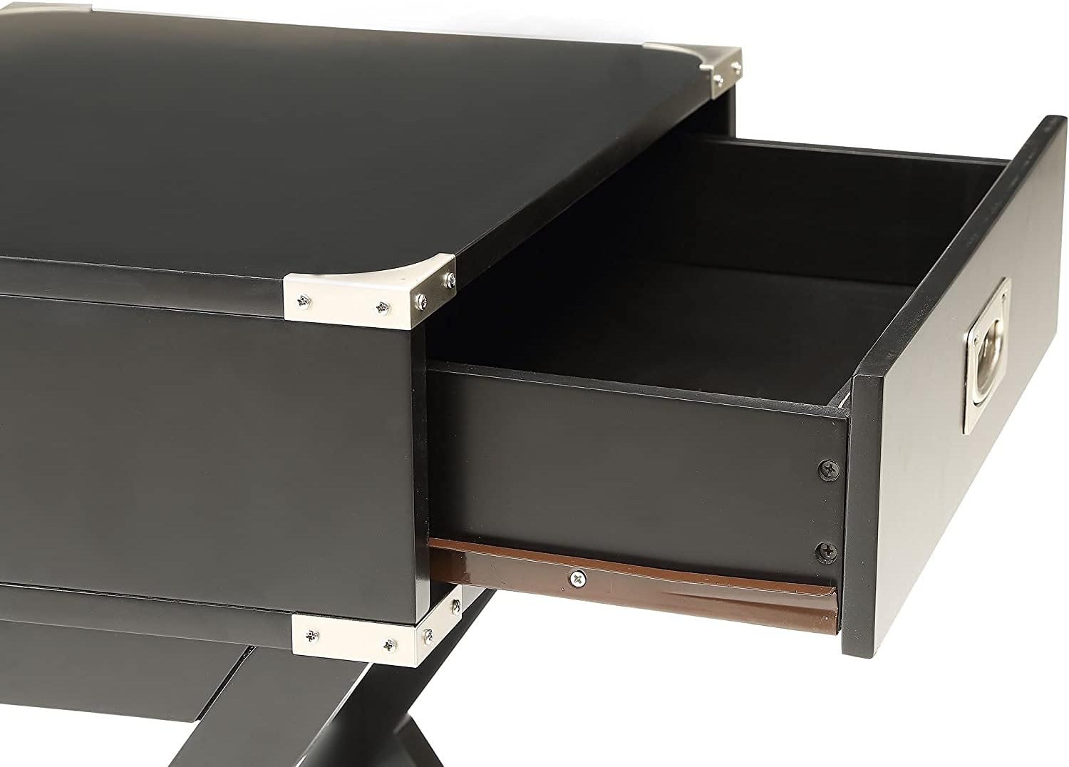 BOWERY HILL Wooden Top End Table, Side Table with One Drawer in Black