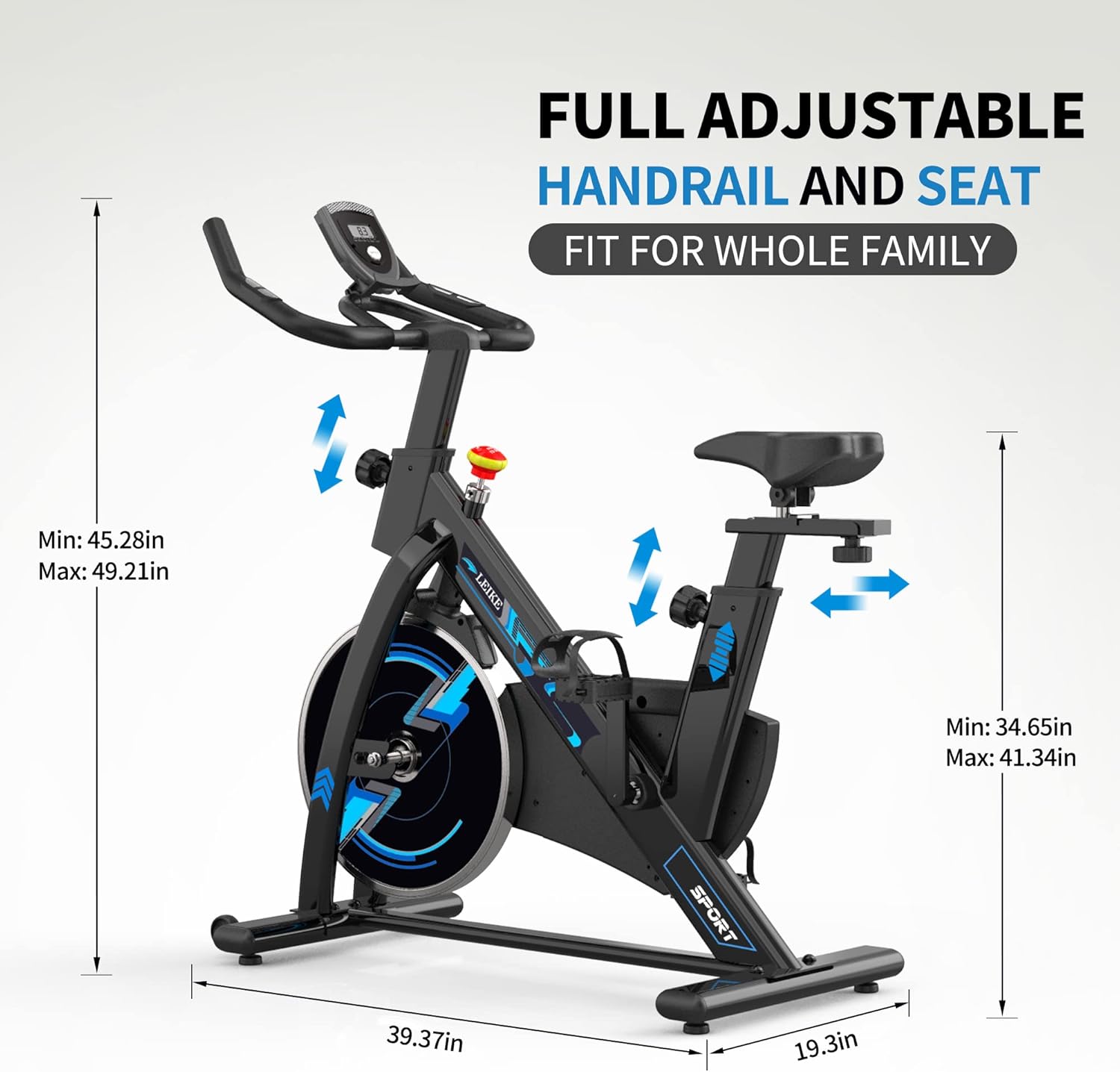 Leikefitness Exercise Bike,Indoor Cycling Bike, Stationary Bike Magnetic Resistance Quiet and Smooth for Home Cardio Workout with Digital Monitor P80400(Black)