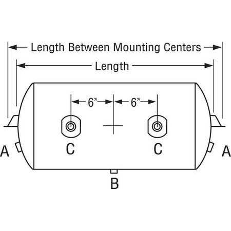 Velvac 035109 Air Tank, Steel, 13 in H, 125 PSI