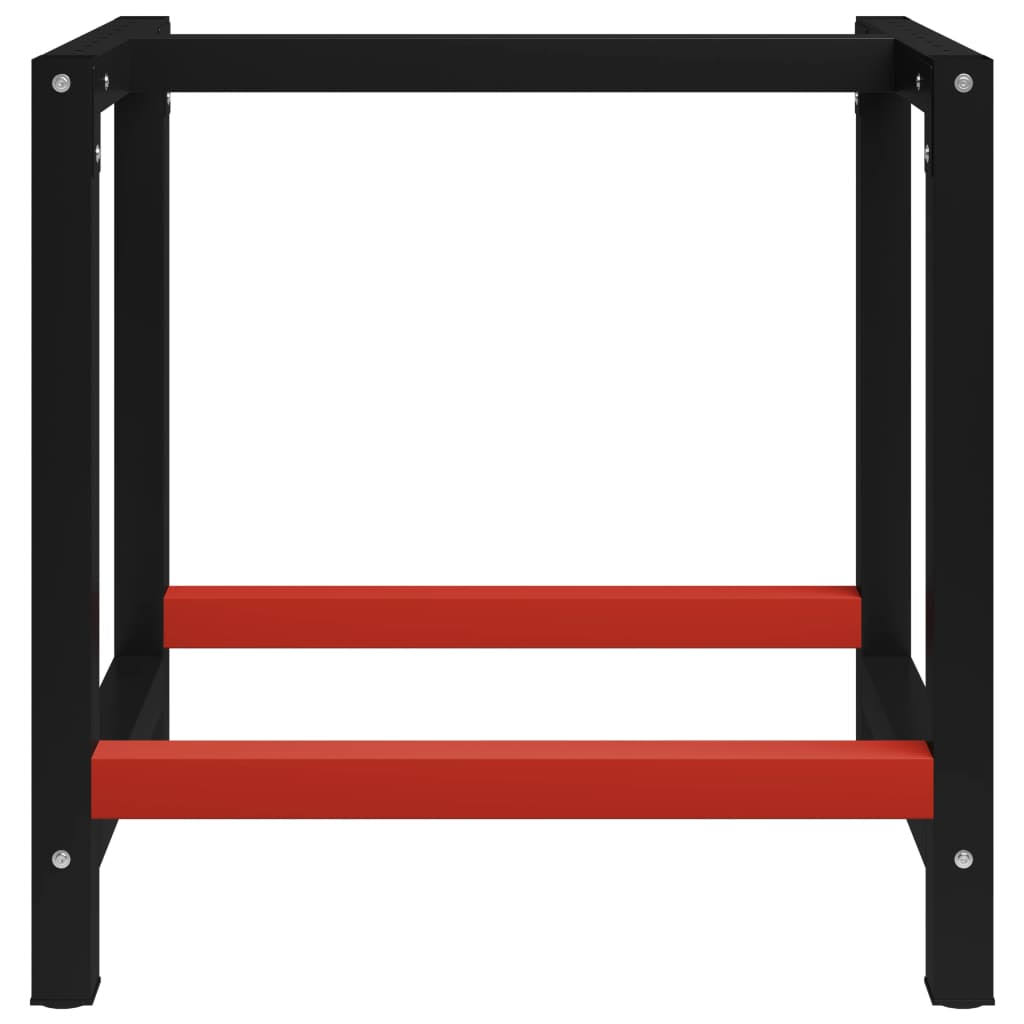 vidaXL Work Bench Frame Metal 47.2x22x22.4x22x31.1x22 Black and Red