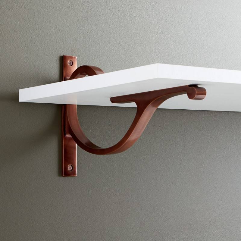 Signature Hardware 945826-10 Alyona 17-3/4 inch Brass Shelf Bracket - Copper, Bronze