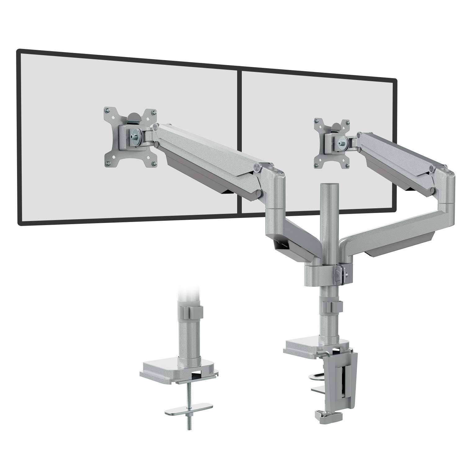 Wali Premium Dual LCD Monitor Desk Mount Fully Adjustable Gas Spring Stand for Display Up to 32 inch, 19.8lbs Weight Capacity, G