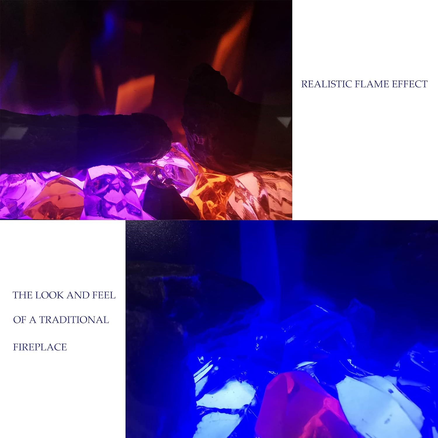 Mystflame Electric Fireplace Recessed,60 Inches Insert and Wall Mounted Slim Electric Fireplace,Remote Control & Touch Screen,Logs and Fake Crystals,Adjustable Realistic Flame