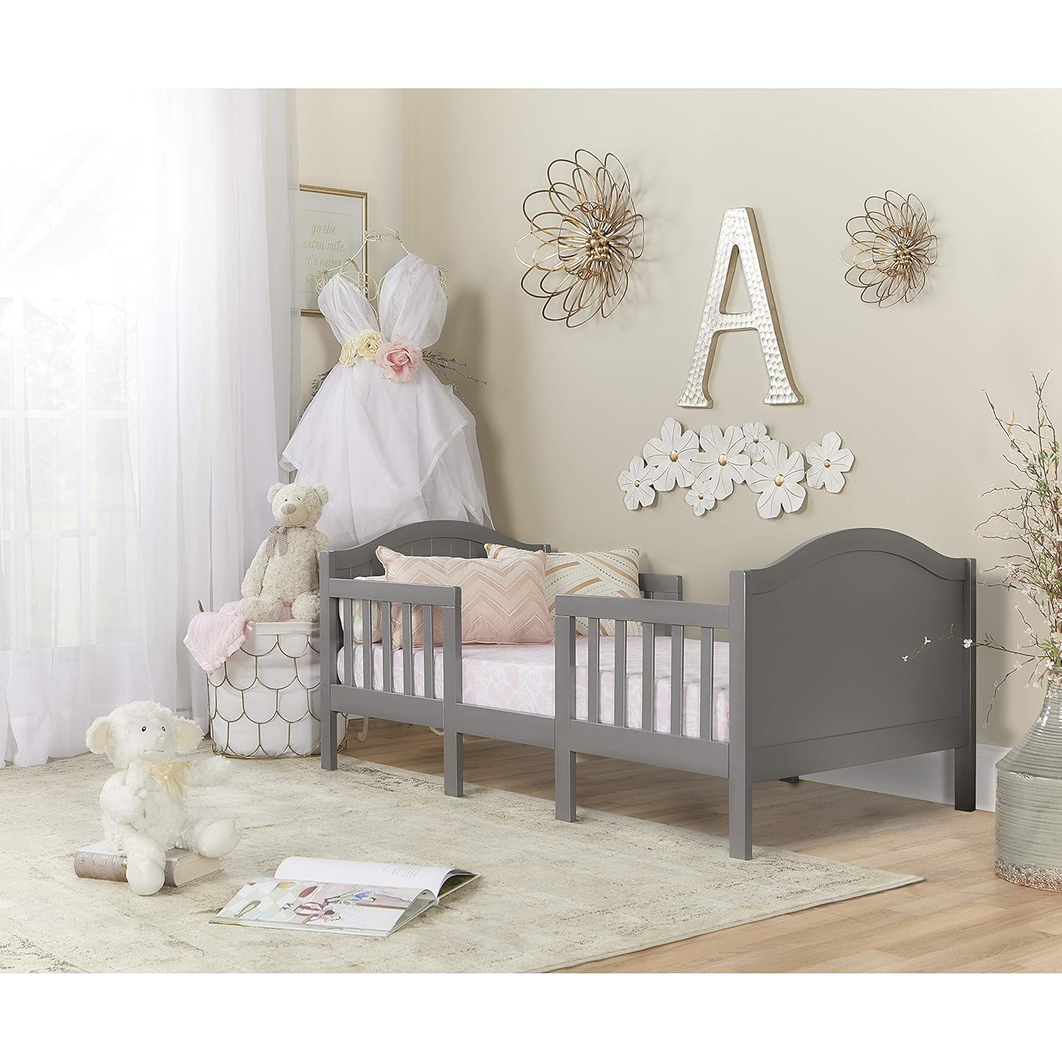 Dream On Me Portland 3 In 1 Convertible Toddler Bed in Steel Grey, Greenguard Gold Certified, 56x29x28 Inch (Pack of 1)