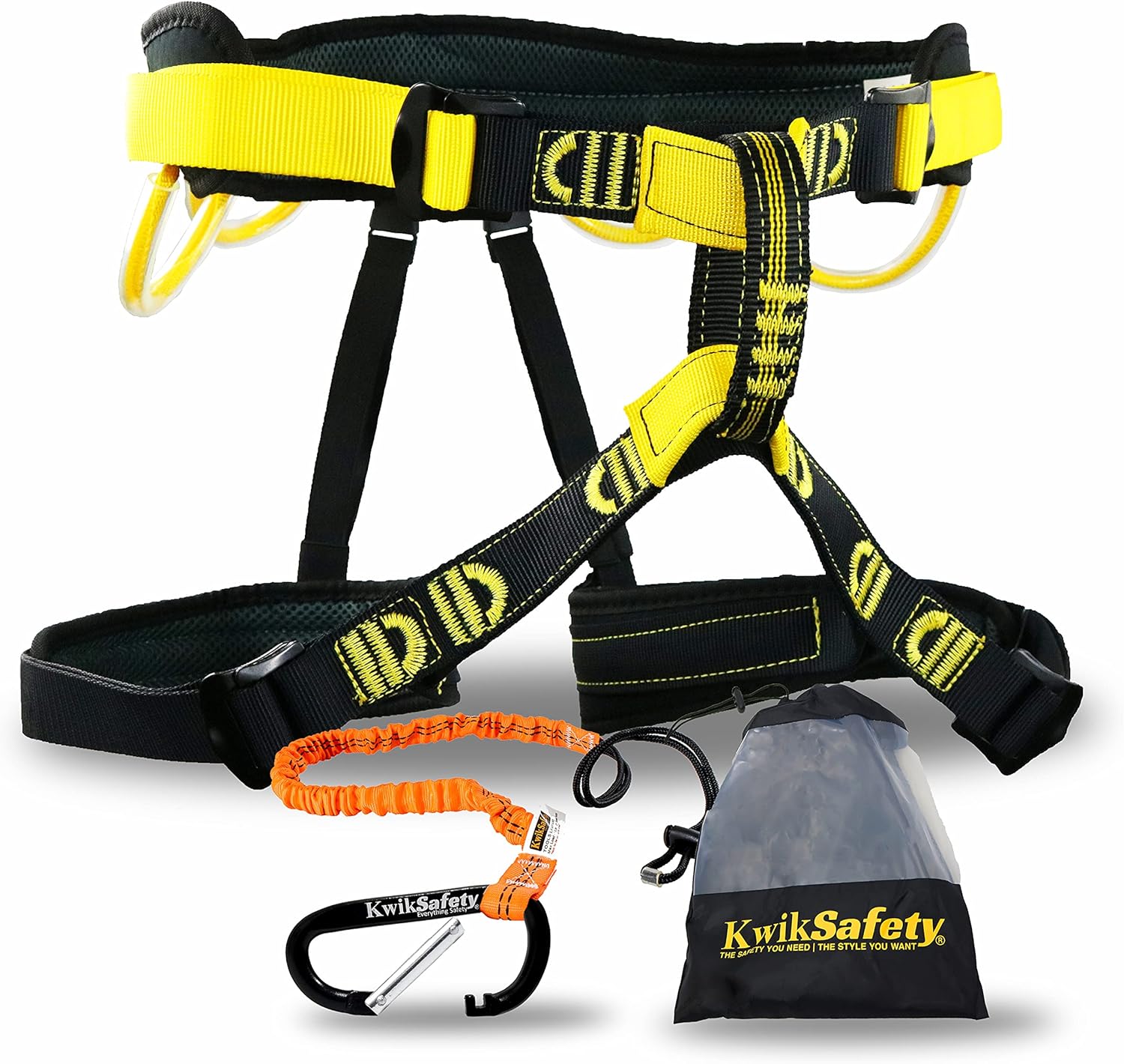 KwikSafety MANDRILL Climbing Harness, Adjustable & Comfortable Padded, Free Tool Lanyard | 1 Pack, 2 Pack, Bundle, Combo, Kit
