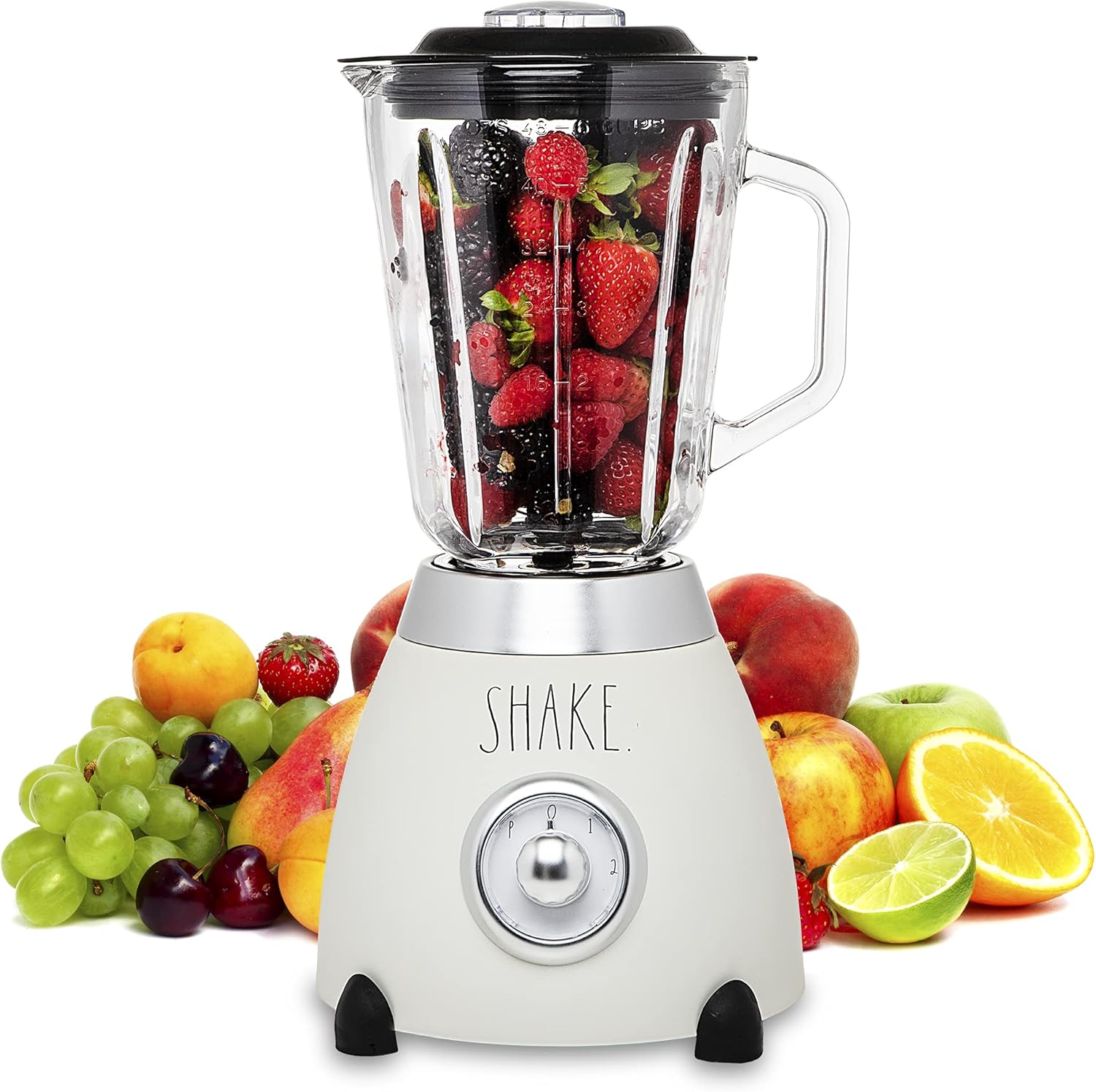 Rae Dunn Smoothie Blender- One Touch Blender with 20 oz Mason Jar Container includes Reusable Straw and Lid, Shake and Smoothie Maker, Juice Blender with 6 Blades Pack of 2