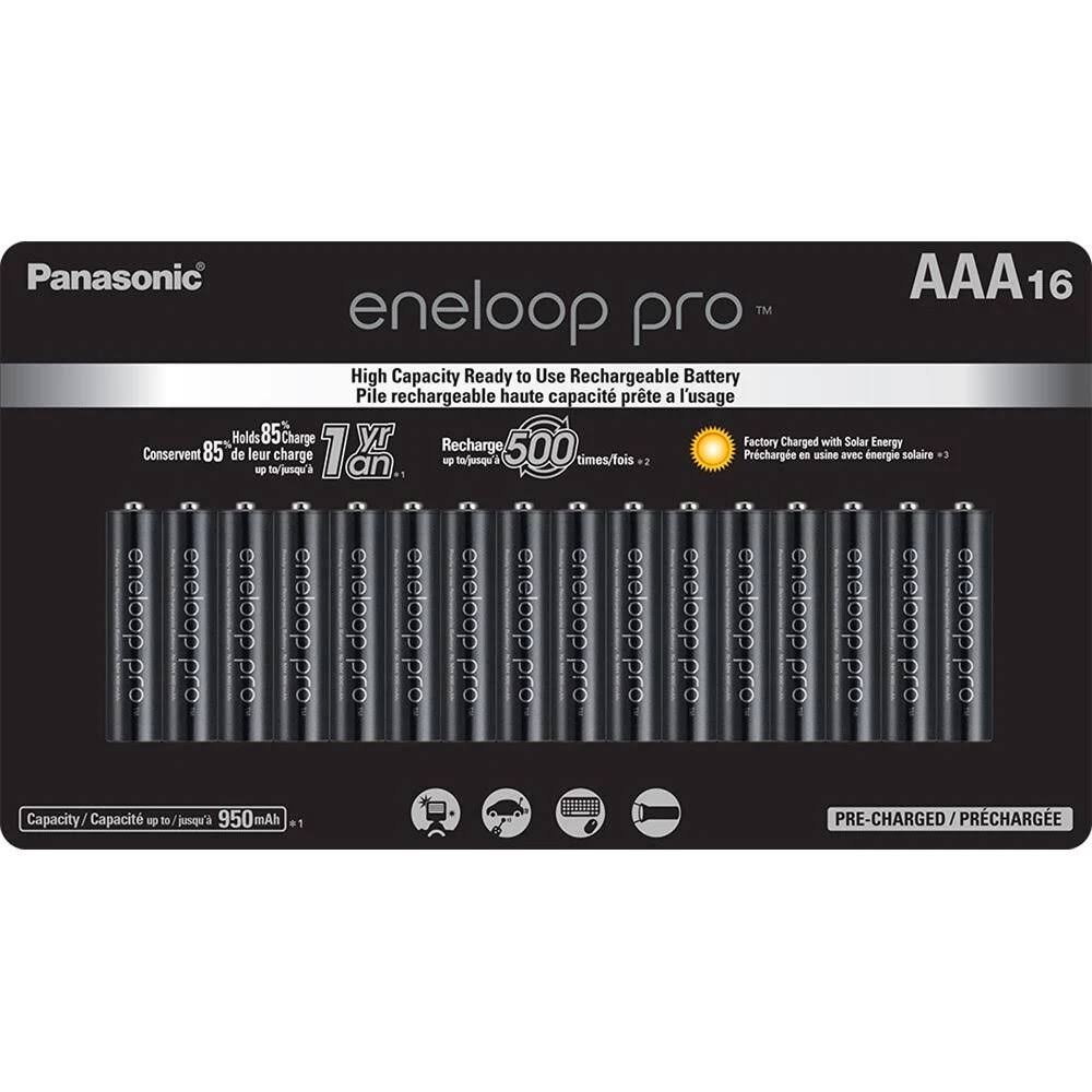 Panasonic BK-4HCCA16FA Eneloop Pro AAA High Capacity Ni-MH Pre-Charged Rechargeable Batteries, 16 Pack