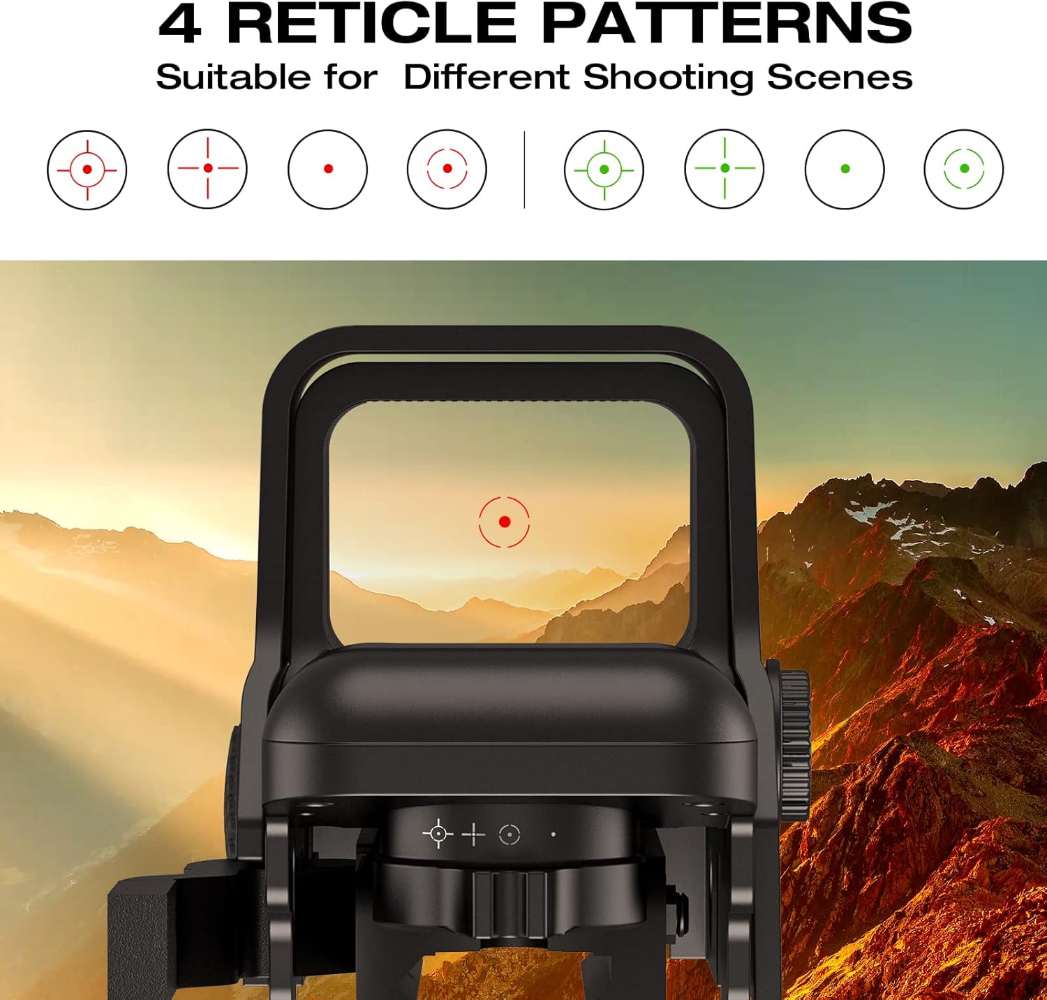 MidTen 1X22X33 Red Green Dot Sight 4 Reticles Reflex Sight Quick Detach Mount 20mm Rail Pack of 2