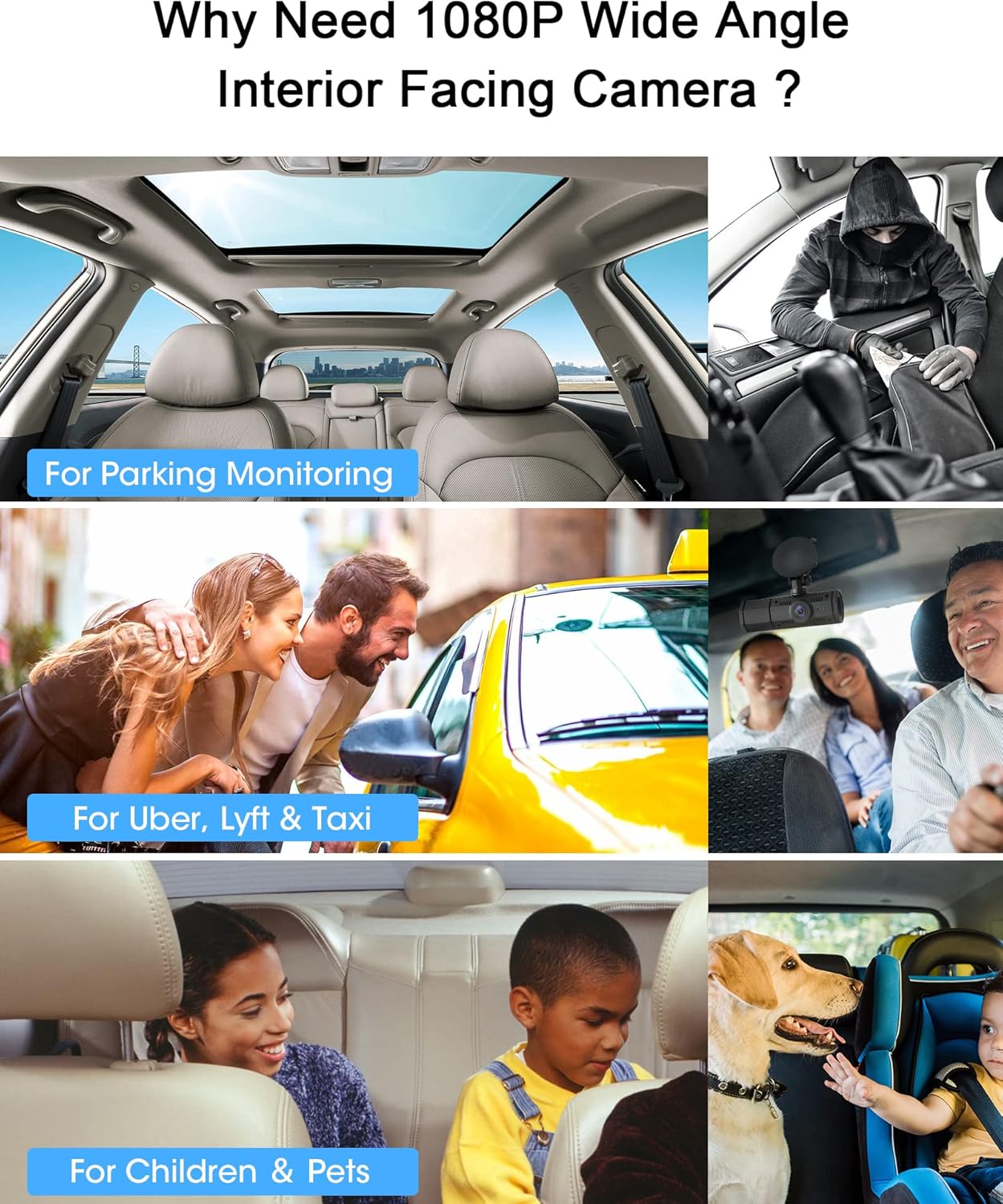 Dual Dash Cam Front and Inside FHD 1080P Dual Dash Camera for Cars Interior Dashcams for Cars with Infrared Night Vision,Parking Monitor for Truck and Taxi Driver Hardwire kit Included Pack of 2