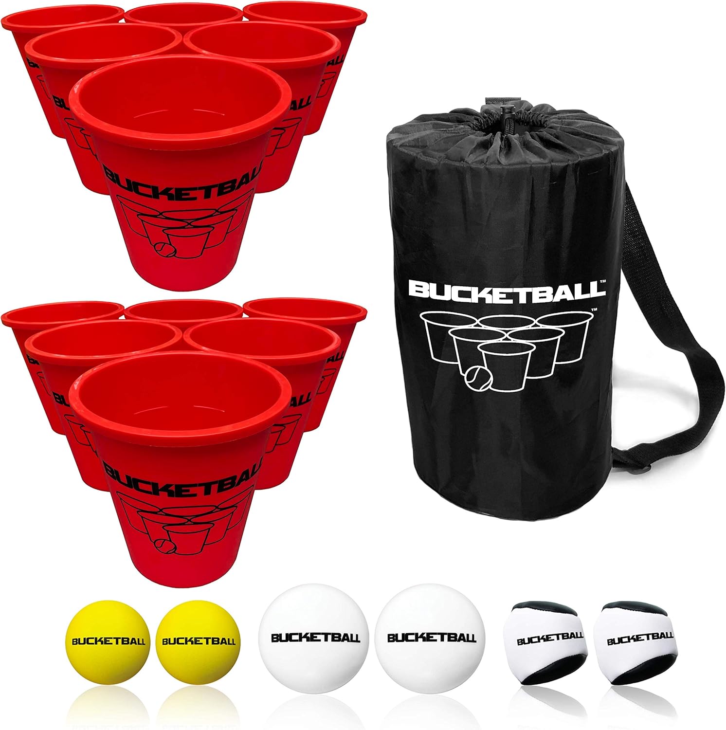 BucketBall - Giant Yard Pong Edition - Ultimate Beach, Pool, Yard, Camping, Tailgate, BBQ, Lawn, Wedding, Events, Water, Indoor, Outdoor Game Toy for Adults, Boys, Girls, Teens, Family
