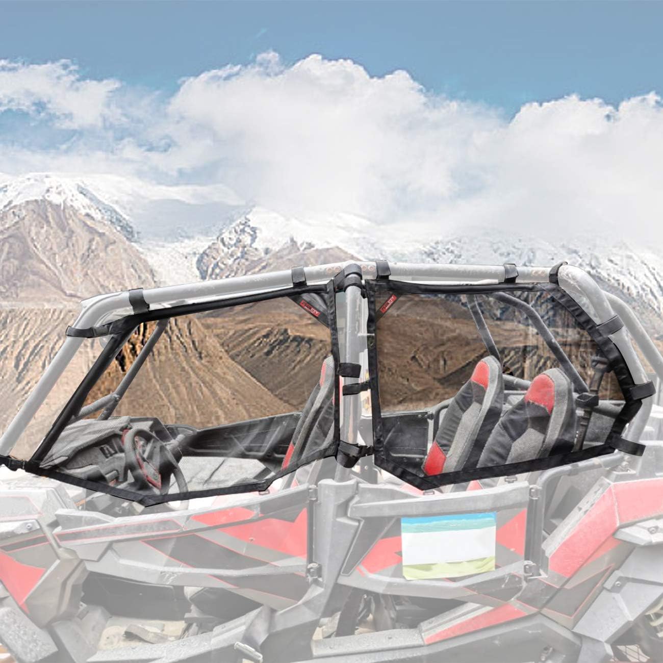 Window Shade Net Roll Cage Mesh Guard Front and Rear Window Shield Protective Net for UTV Polaris RZR 900/1000 4Seat 2015-2019(5Pcs/Set) Pack of 2